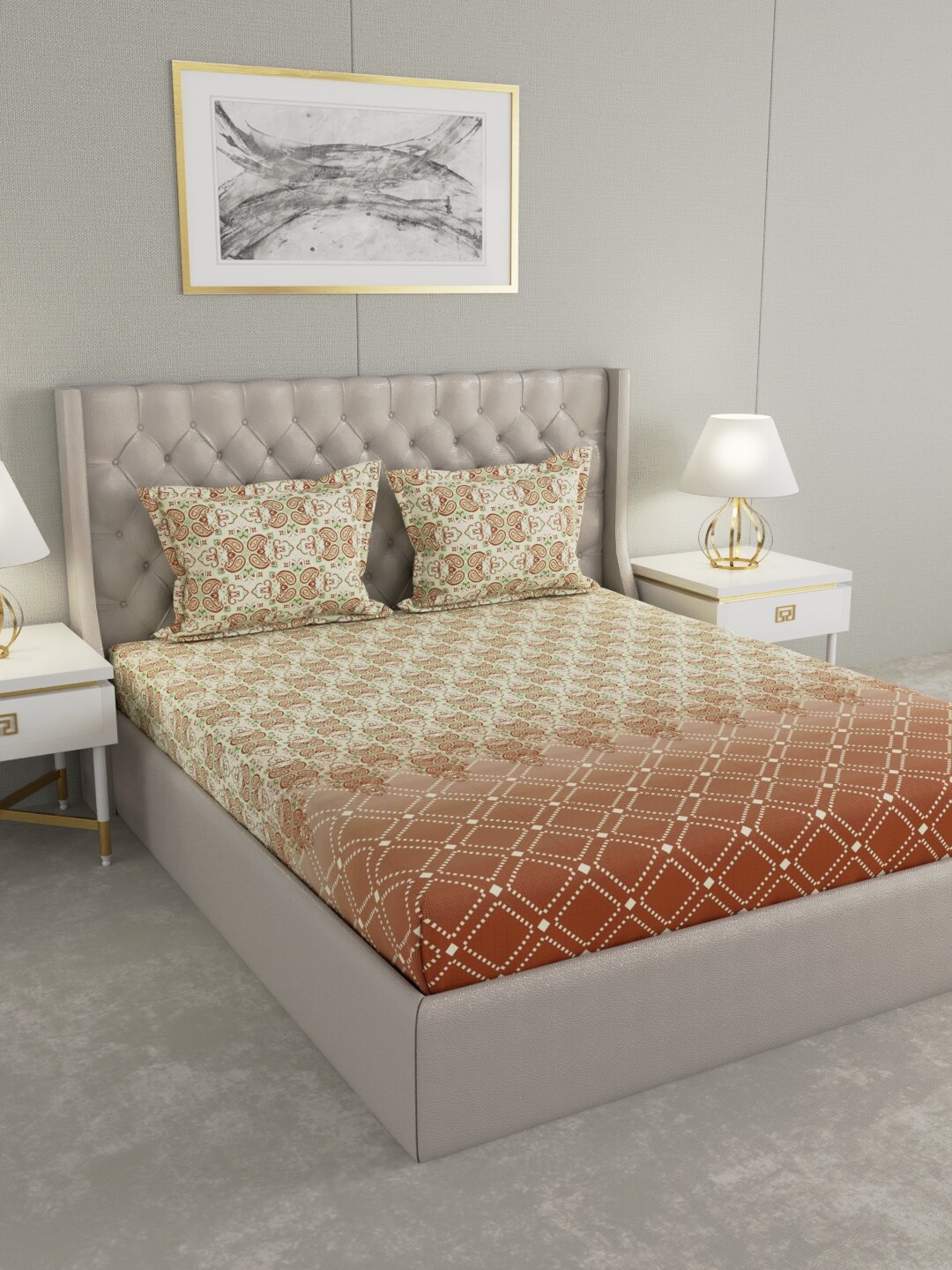 Raymond Home Brown & White Geometric 104 TC Cotton King Bedsheet with 2 Pillow Covers
Raymond Home Brown & White Geometric 104 TC Cotton King Bedsheet with 2 Pillow Covers