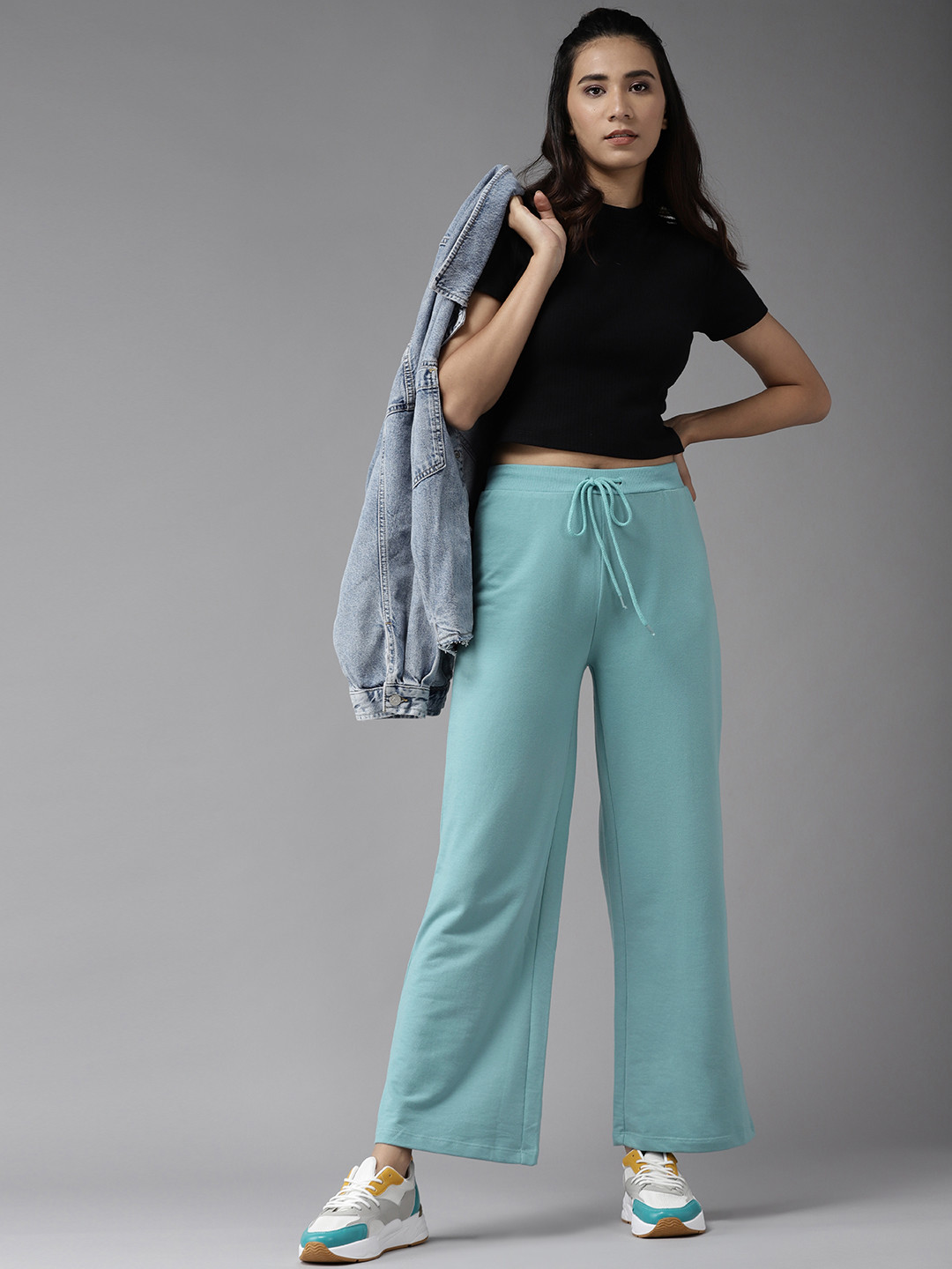 Roadster Women Blue Solid Wide Leg Fit Track Pants 
Roadster Women Blue Solid Wide Leg Fit Track Pants