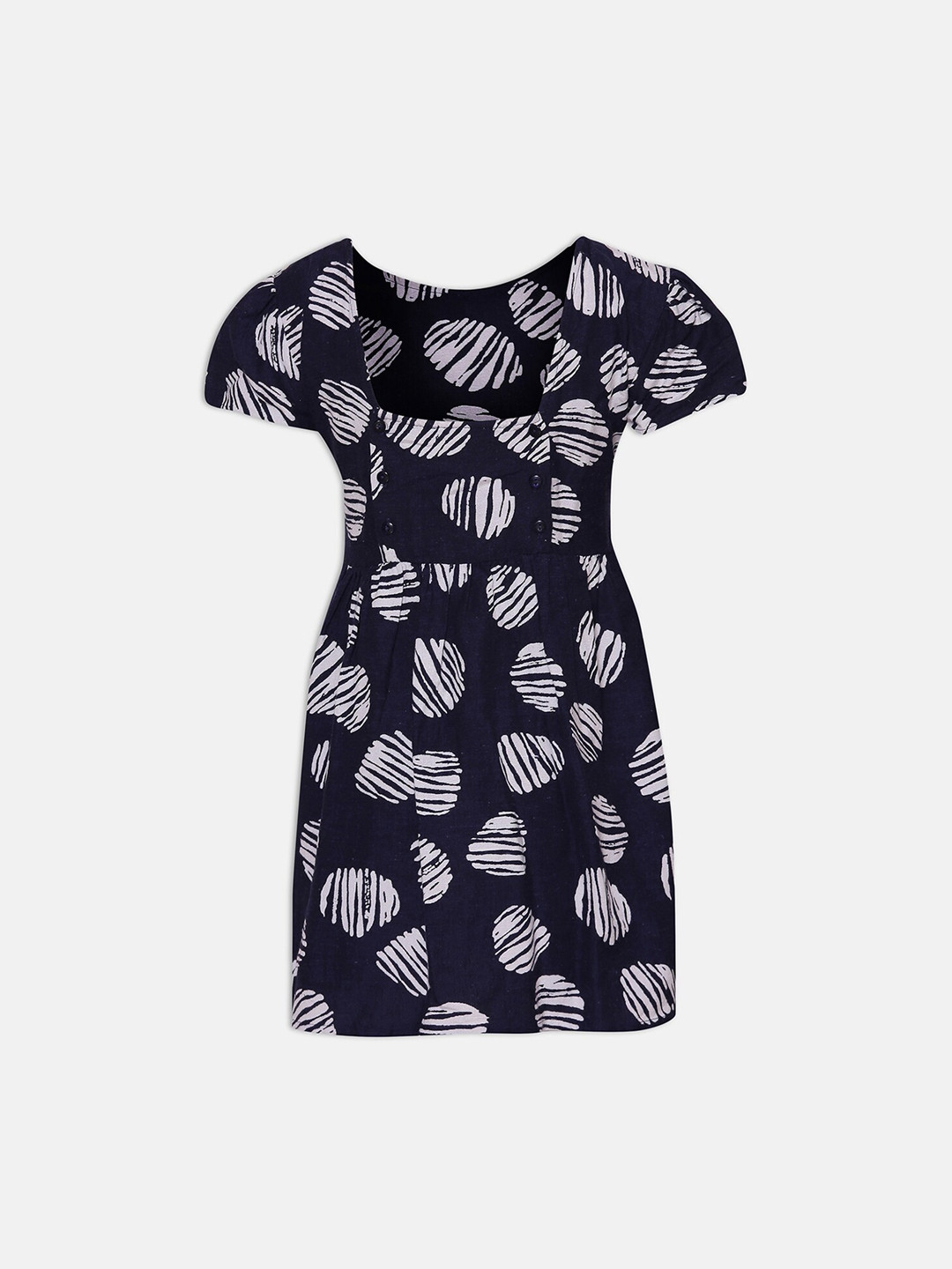 Oxolloxo Girls Navy Blue & Off White Printed Dress 
Oxolloxo Girls Navy Blue & Off White Printed Dress