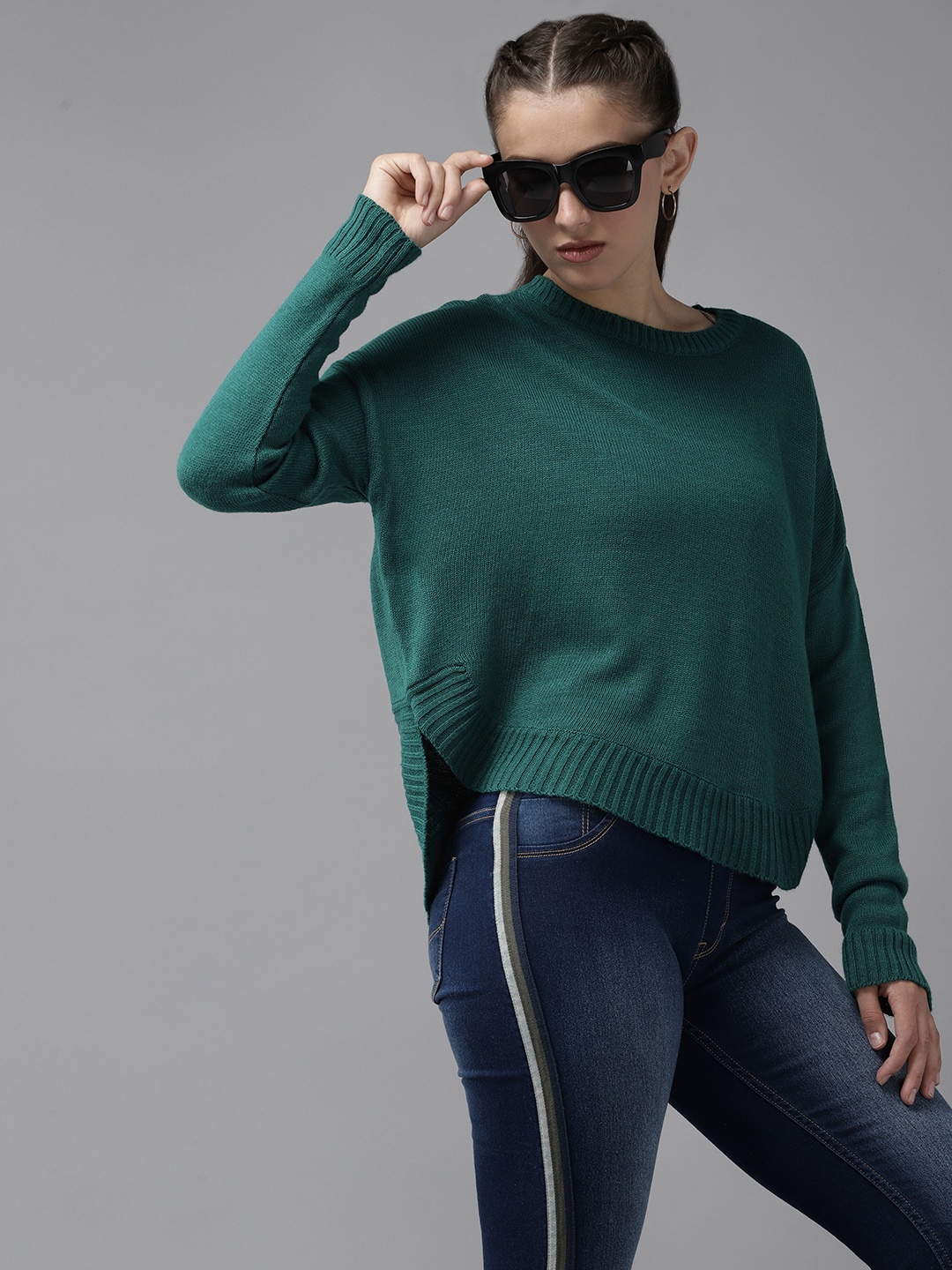 UTH by Roadster Girls Teal Green Solid Pullover