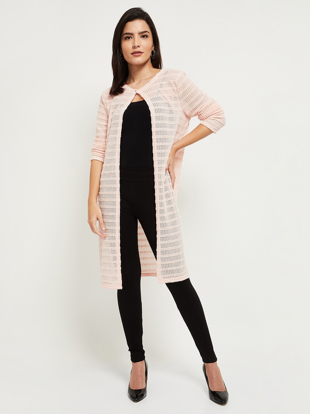 max Women Pink Longline Shrug