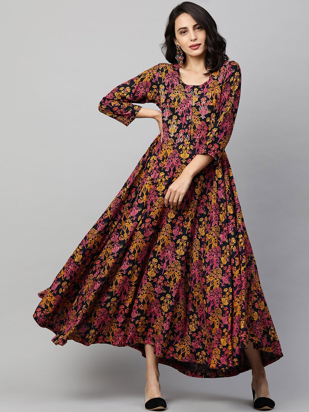 FASHOR Multicoloured Floral Maxi Dress, Multi