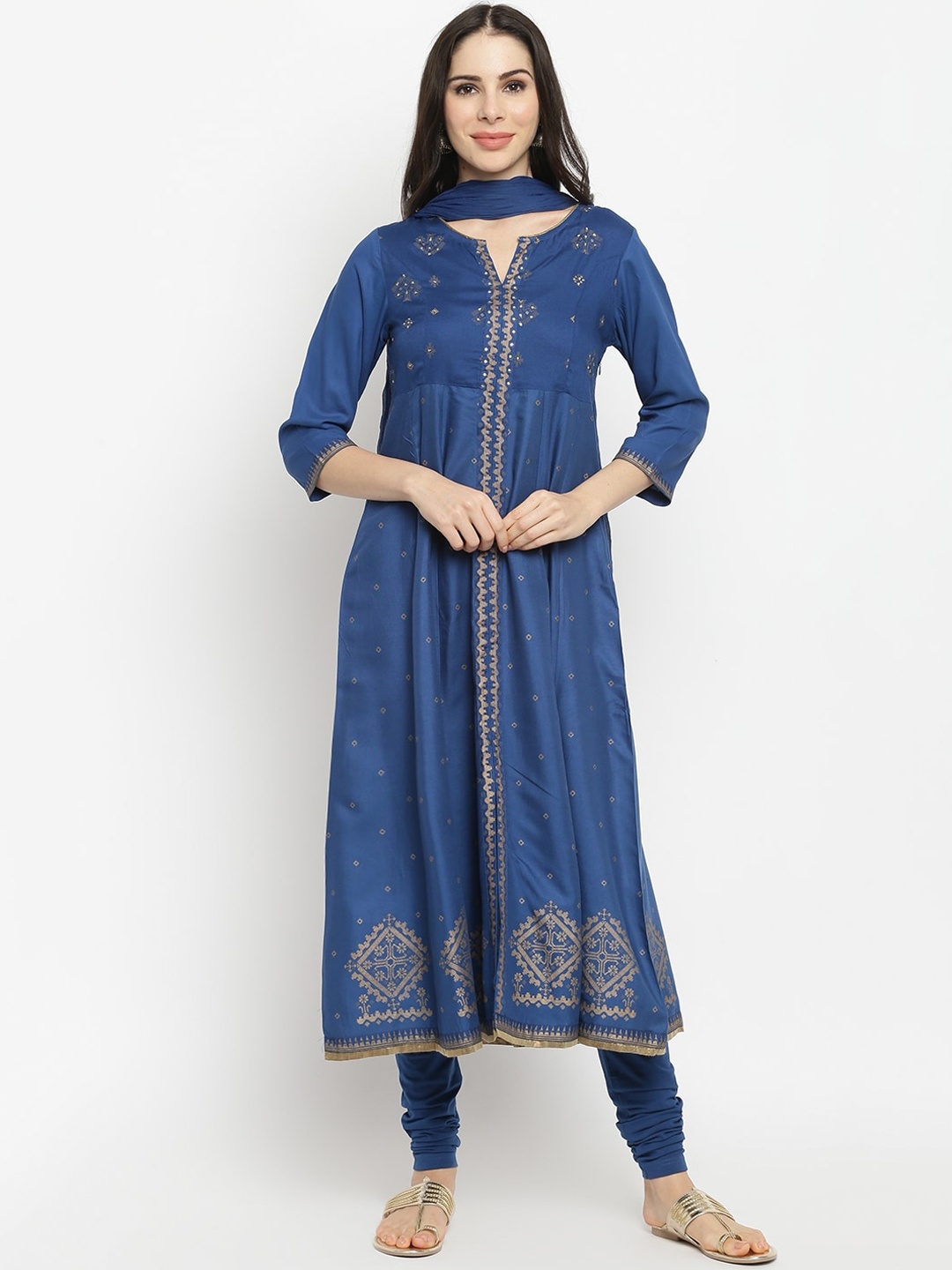 IMARA Women Blue Ethnic Motifs Embroidered Panelled Liva Kurti with Churidar & With Dupatta
IMARA Women Blue Ethnic Motifs Embroidered Panelled Liva Kurti with Churidar & With Dupatta