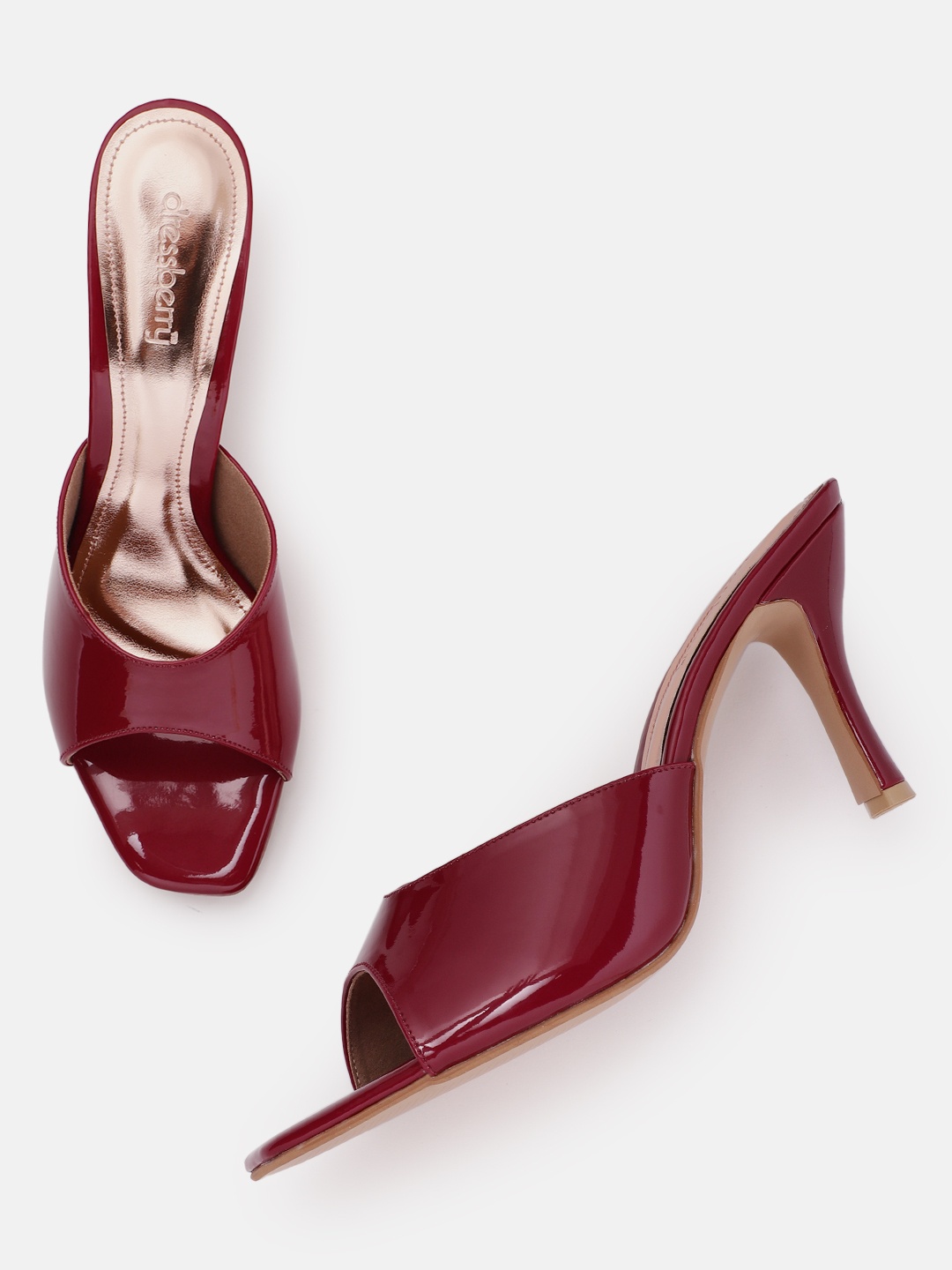 DressBerry Maroon Patent Finish Handcrafted Slim Heels
