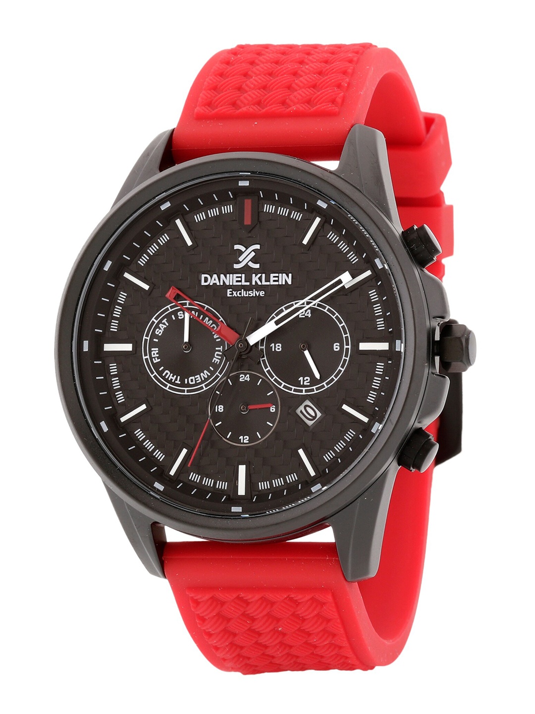 Daniel Klein Men Black Dial & Red Straps Analogue Watch DK.1.12807-4