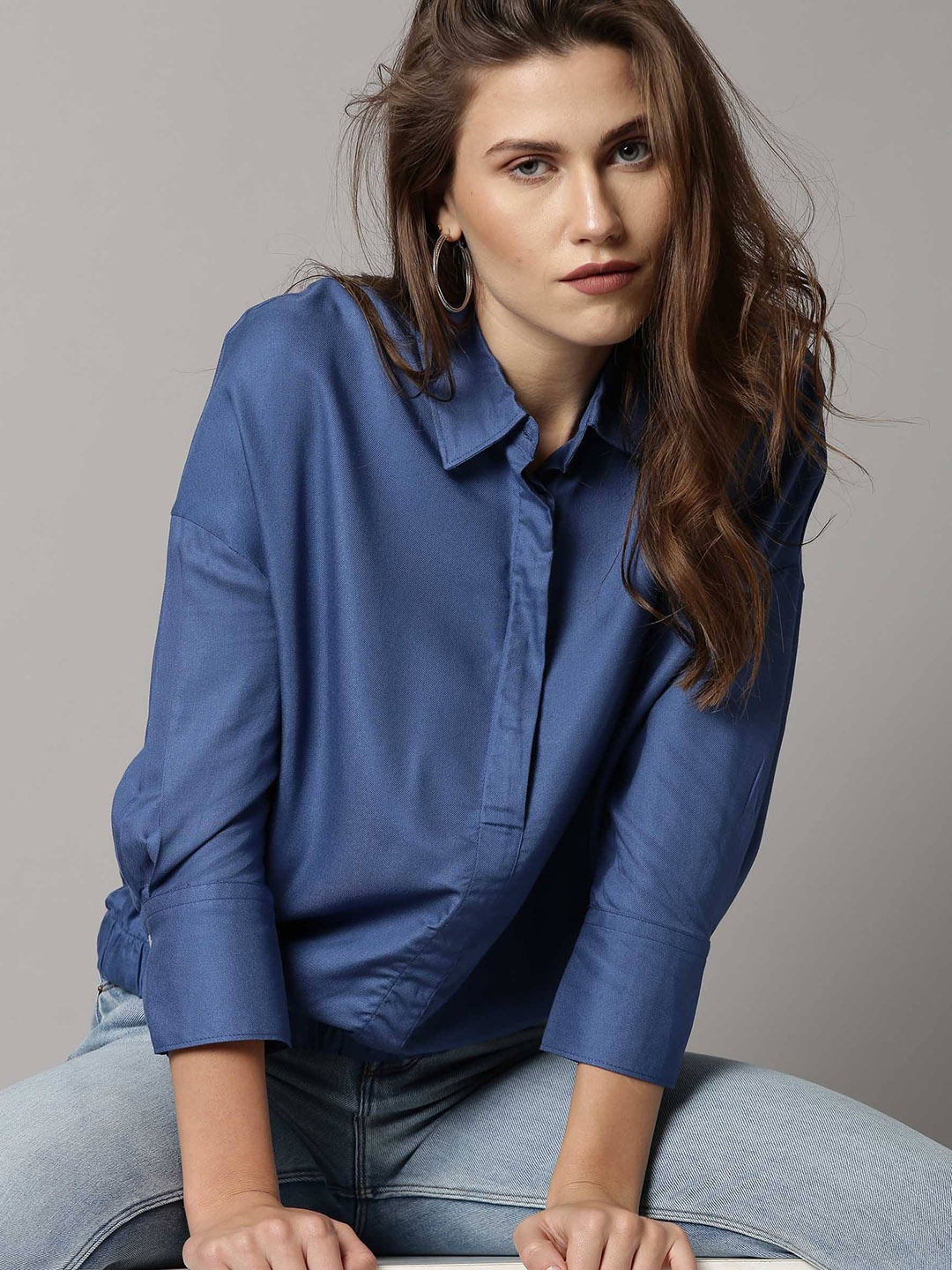 RAREISM Blue Shirt Style Top