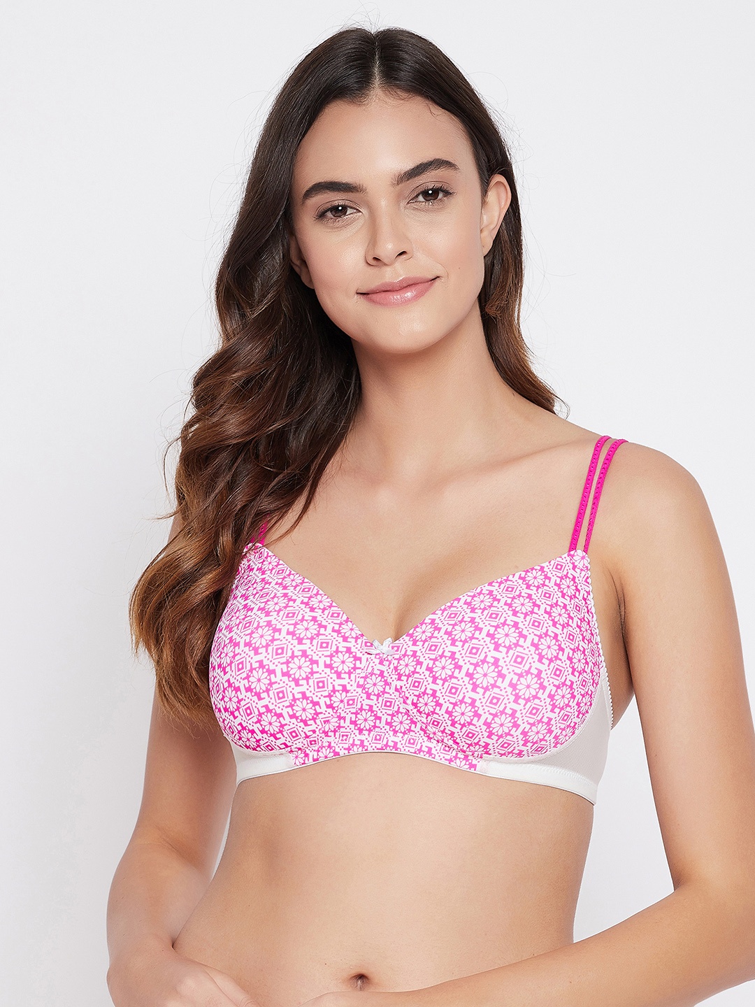 Clovia White & Pink Floral Printed All Day Comfort T-Shirt Bra - Non-Wired Lightly Padded
Clovia White & Pink Floral Printed All Day Comfort T-Shirt Bra - Non-Wired Lightly Padded