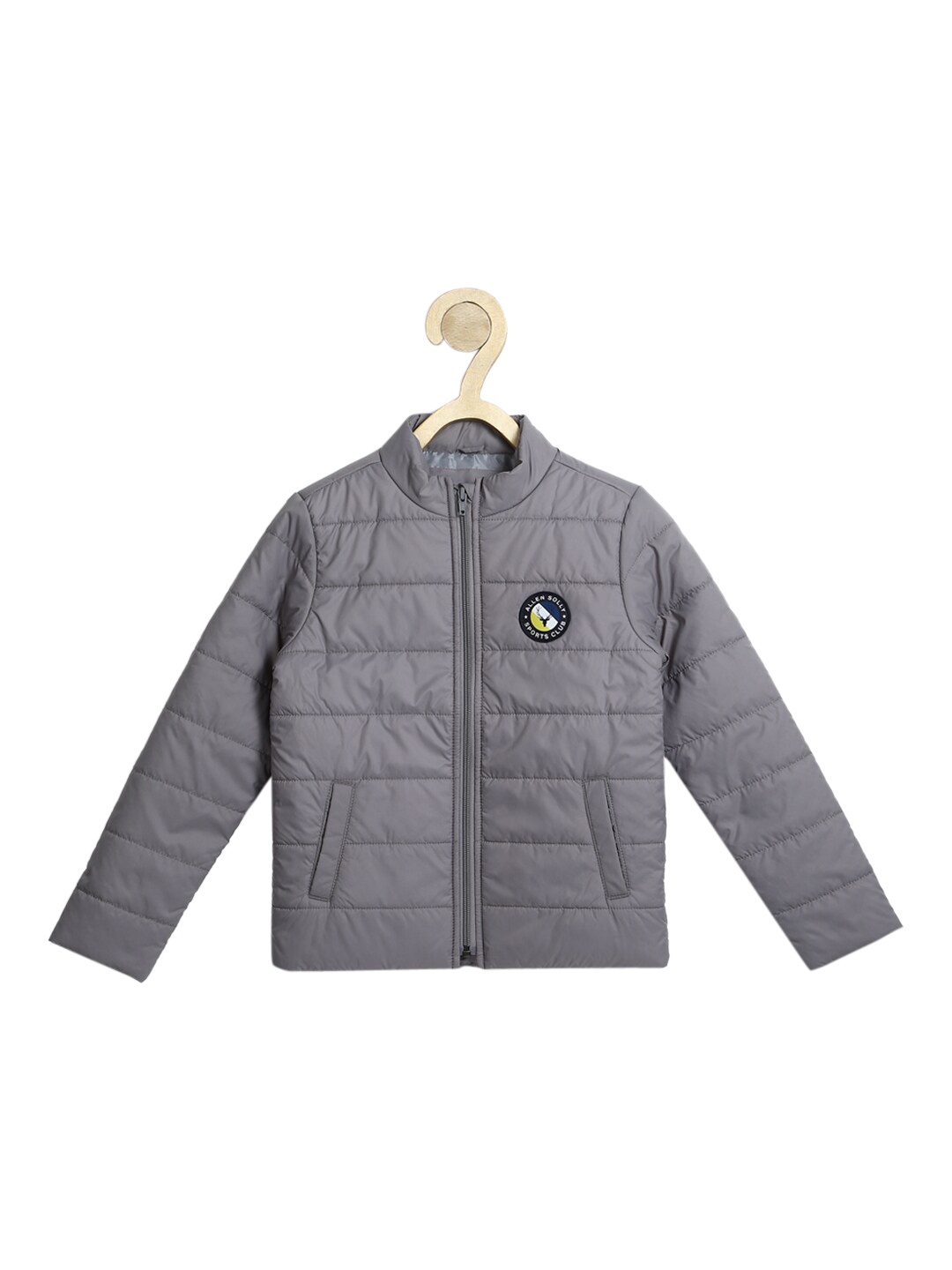 Allen Solly Junior Boys Grey Puffer Jacket with Patchwork