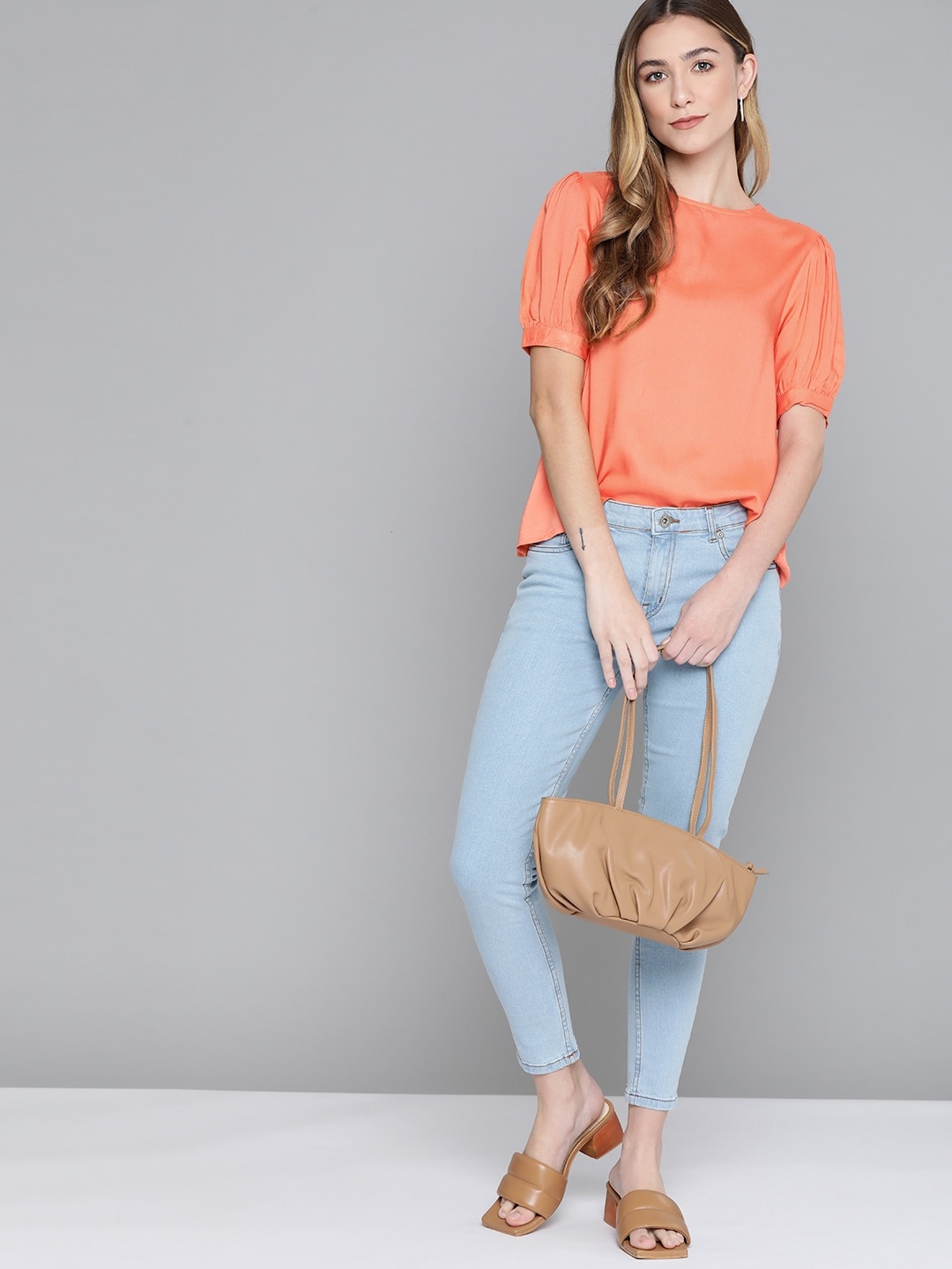 Chemistry Coral Orange Solid Regular Top