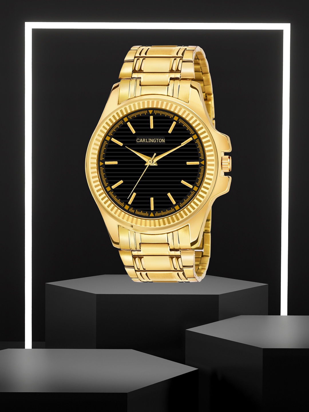 CARLINGTON Men Black Patterned Dial & Gold-Plated Stainless Steel Analogue Watch CT-6120GB
CARLINGTON Men Black Patterned Dial & Gold-Plated Stainless Steel Analogue Watch CT-6120GB