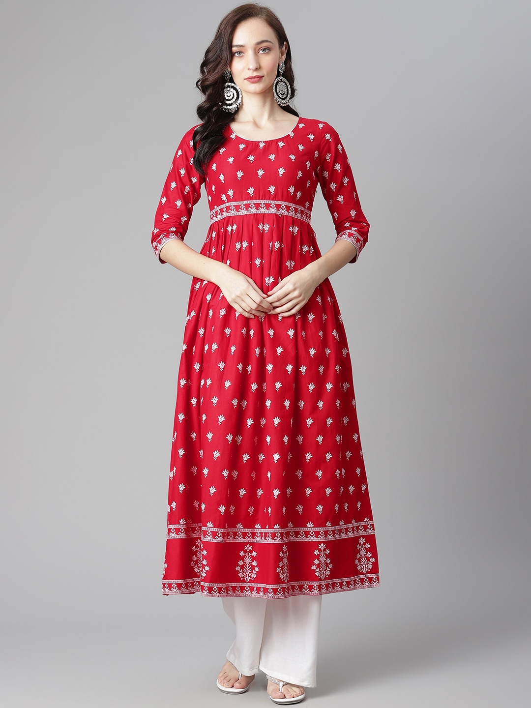 Poshak Hub Women Red & White Ethnic Motifs Printed Khari Print Cotton Anarkali Kurta
Poshak Hub Women Red & White Ethnic Motifs Printed Khari Print Cotton Anarkali Kurta