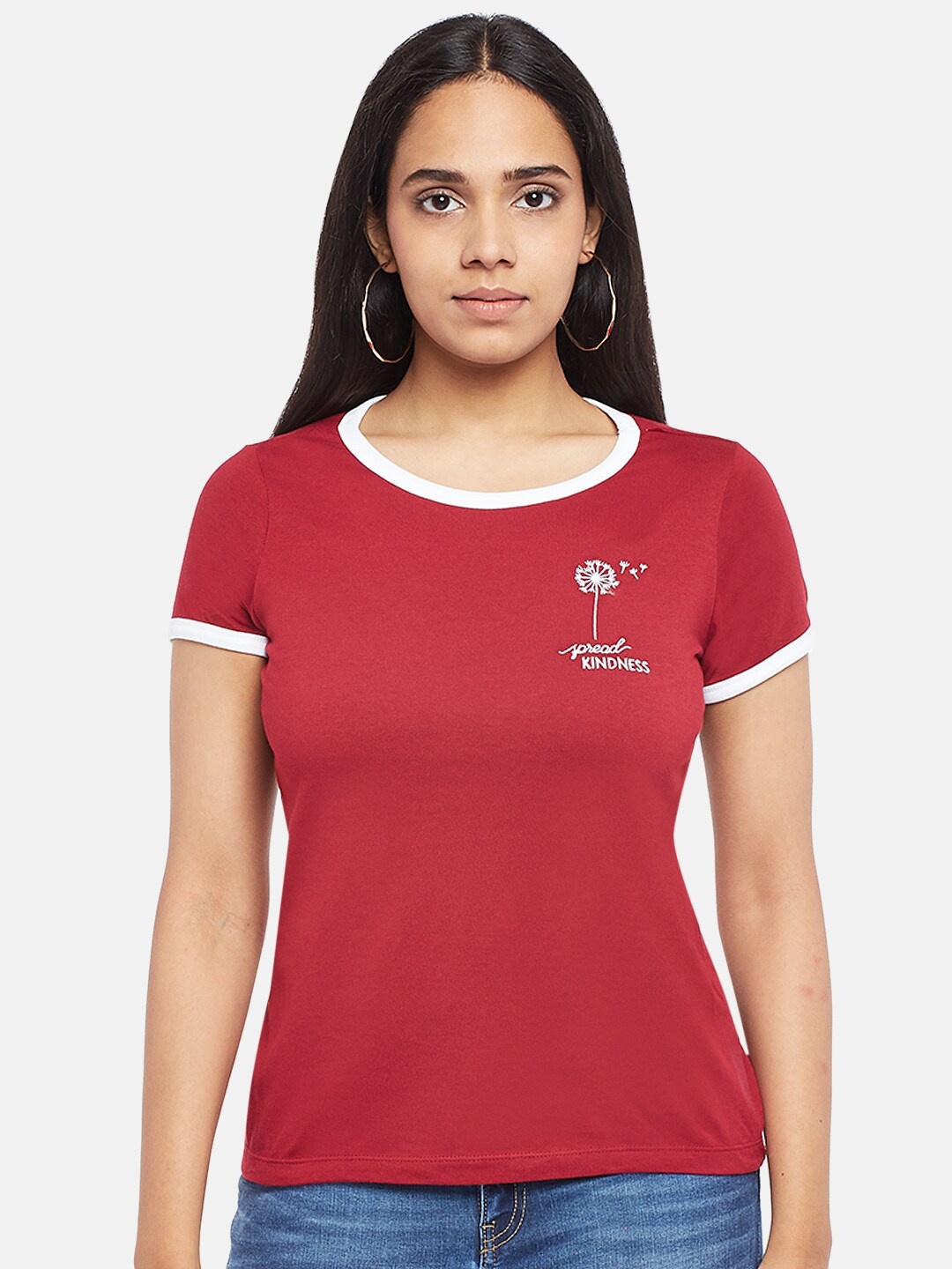 Honey by Pantaloons Women Red Typography T-shirt