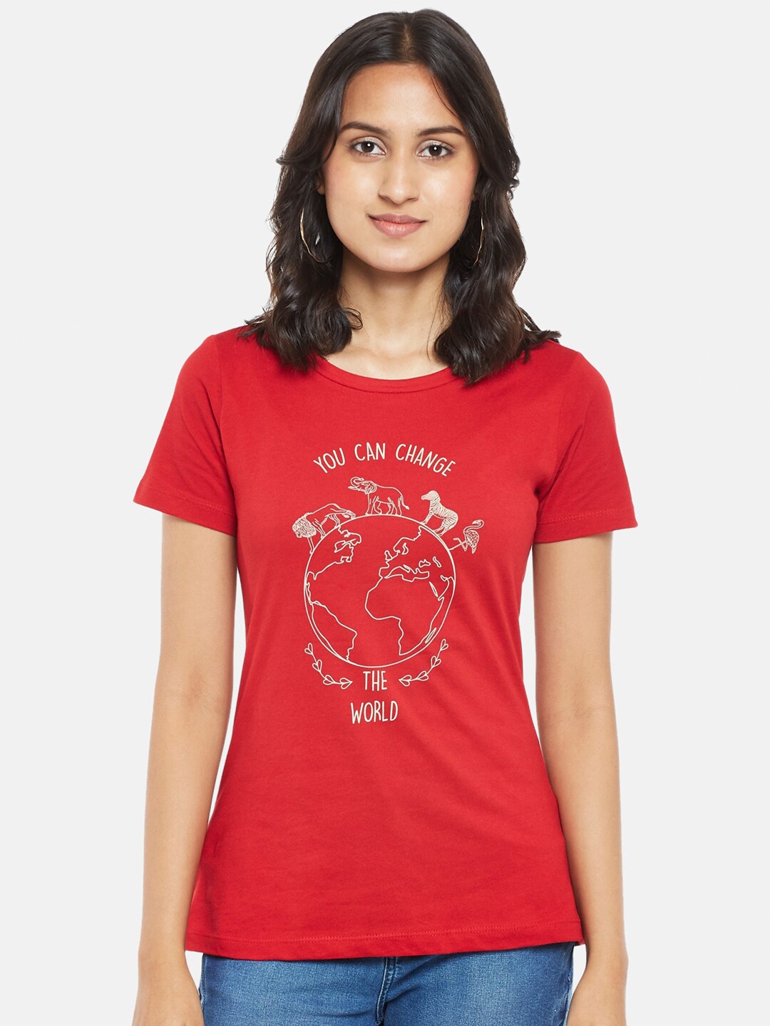 Honey by Pantaloons Women Red Graphic Printed T-shirt