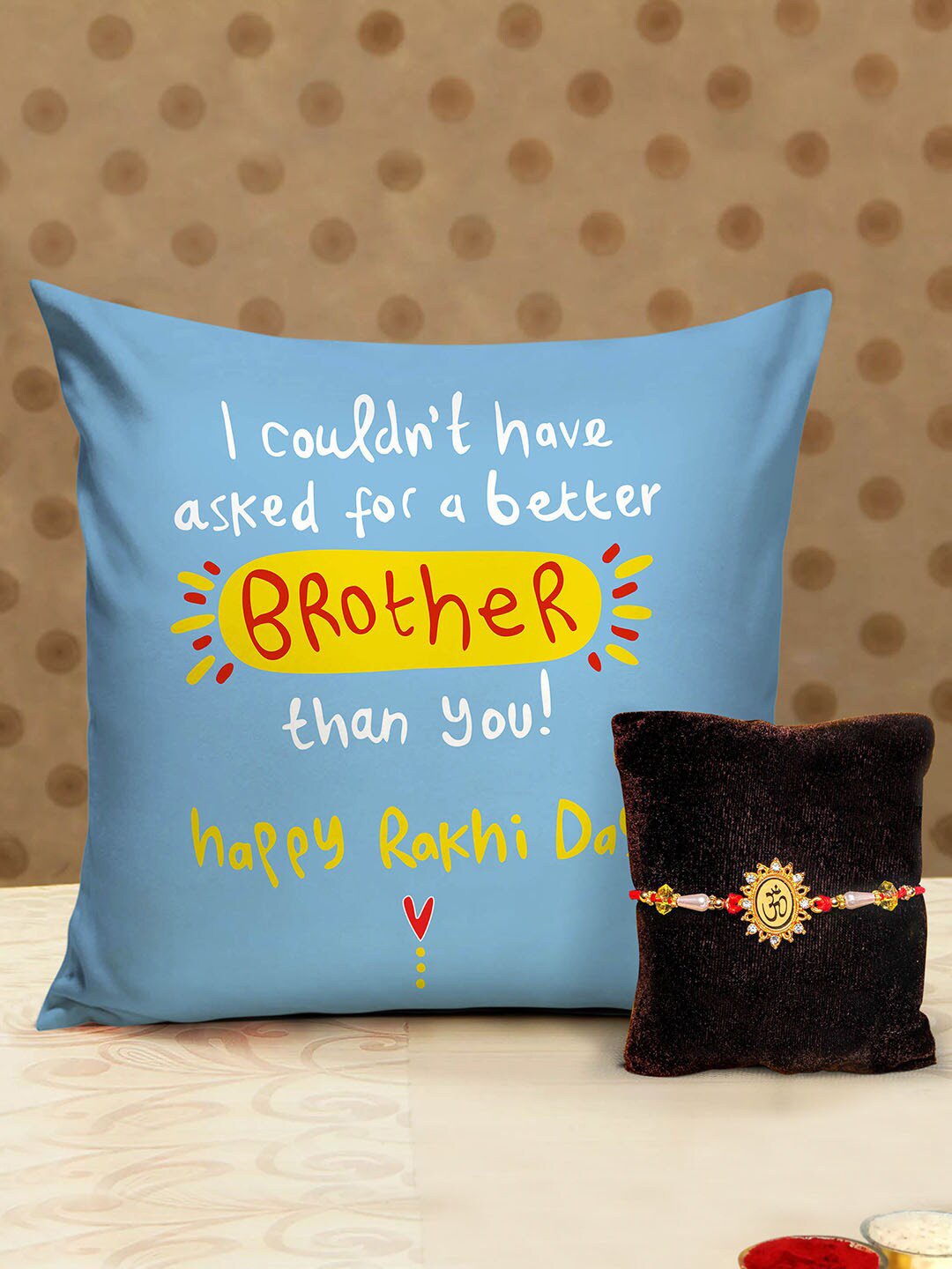 TIED RIBBONS Multicoloured Designer Rakhi with Printed Cushion & Roli Chawal Gift Pack, Multi
TIED RIBBONS Multicoloured Designer Rakhi with Printed Cushion & Roli Chawal Gift Pack, Multi