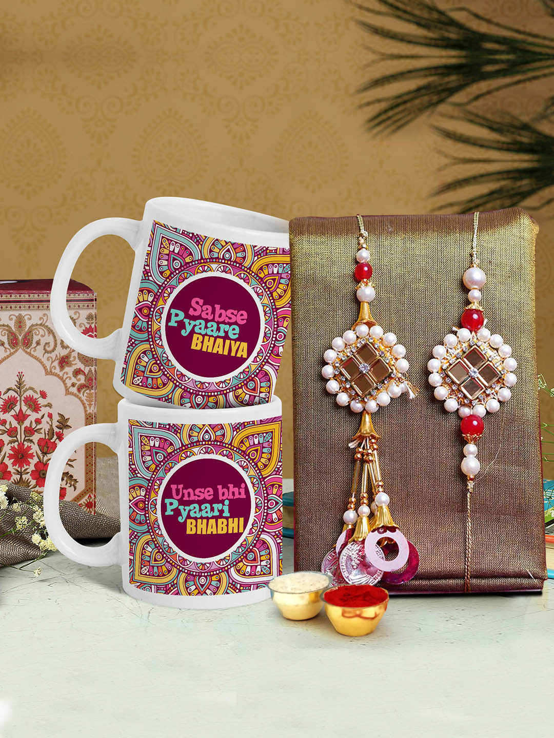TIED RIBBONS Bhaiya Bhabhi Lumba Rakhi & Printed Coffee Mug Combo Gift Pack, Multi
TIED RIBBONS Bhaiya Bhabhi Lumba Rakhi & Printed Coffee Mug Combo Gift Pack, Multi