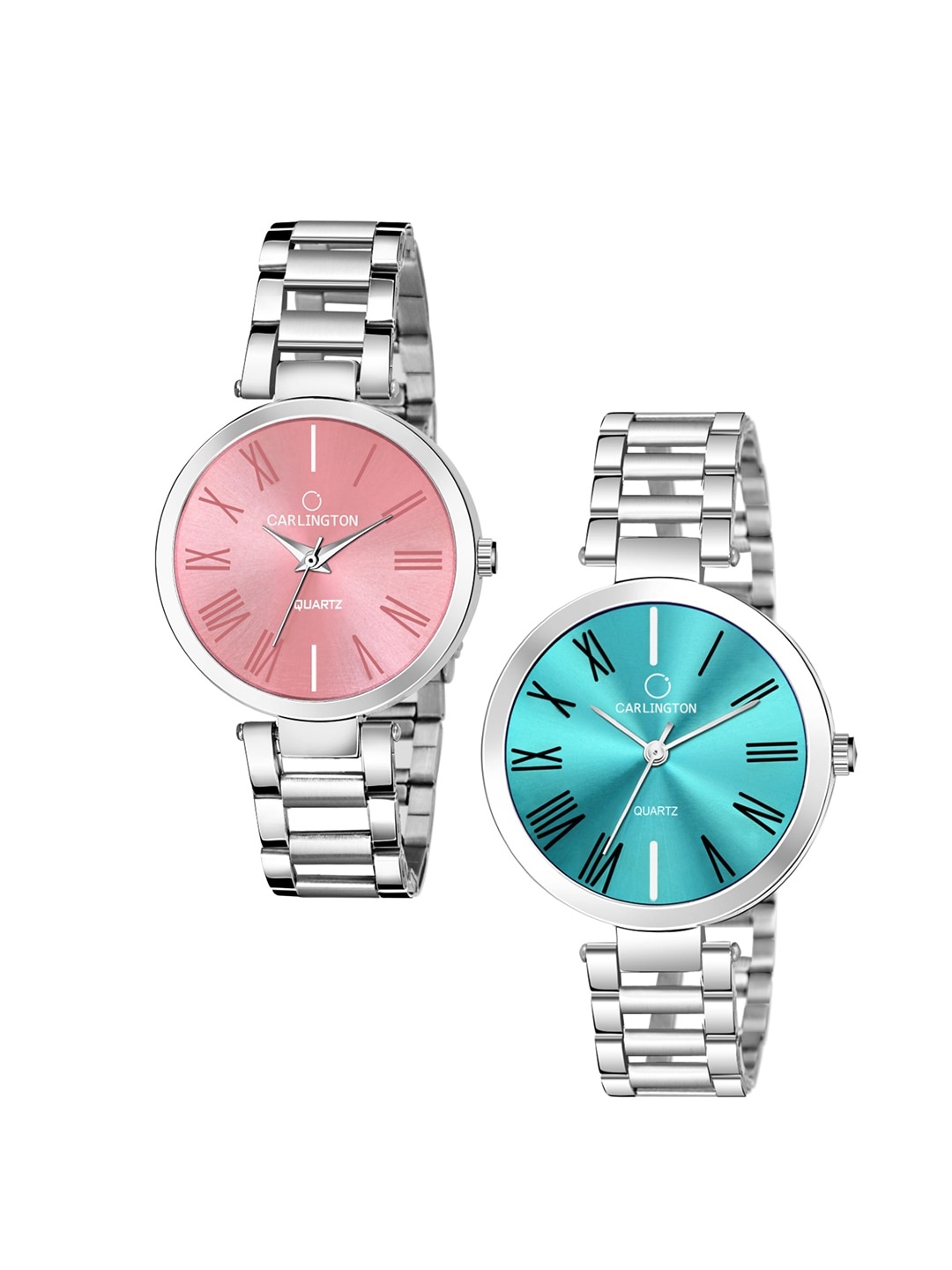 CARLINGTON Women Set of 2 Stainless Steel Bracelet Style Straps Analogue Watches, Pink
CARLINGTON Women Set of 2 Stainless Steel Bracelet Style Straps Analogue Watches, Pink