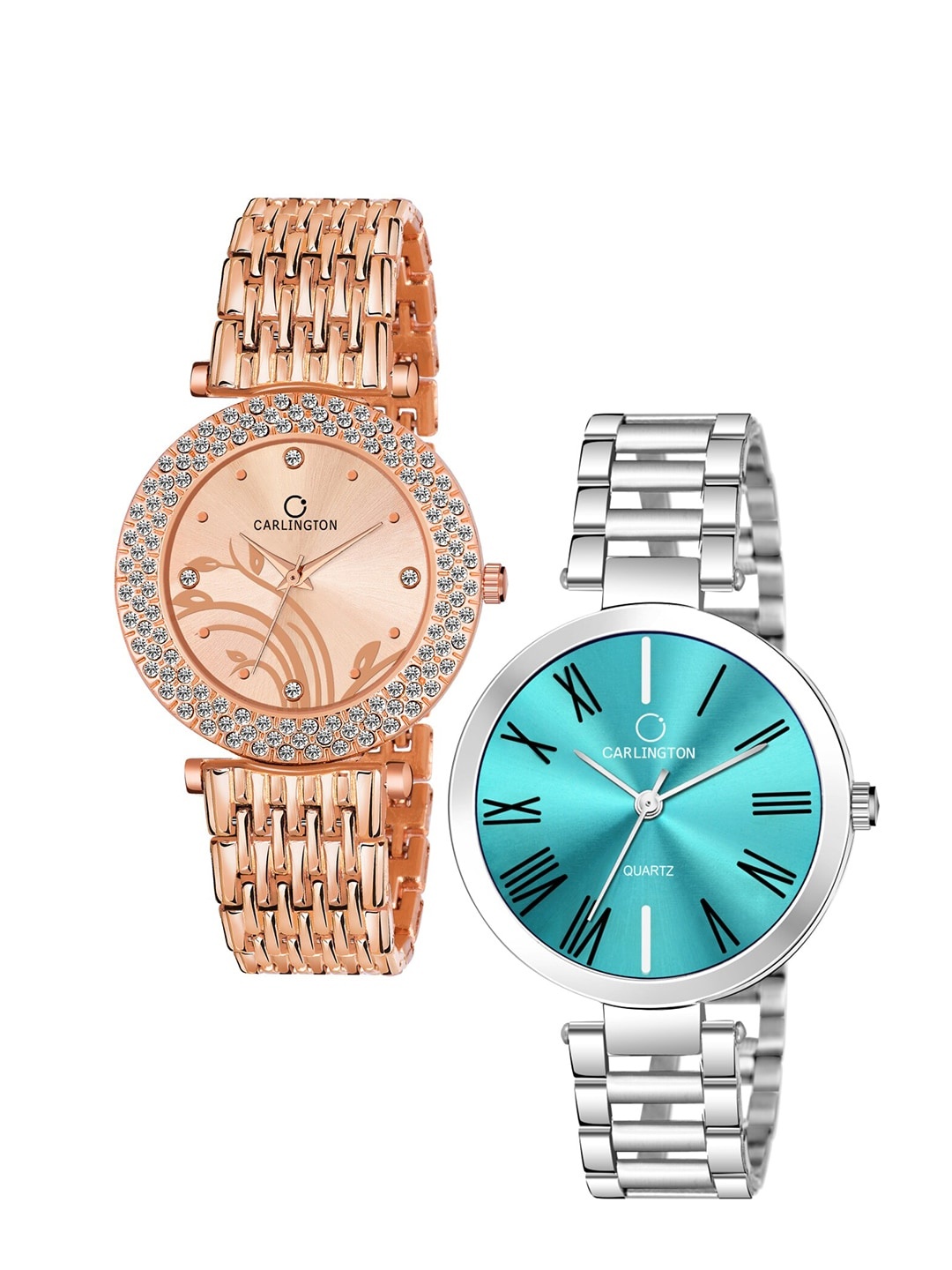 CARLINGTON Women Set of 2 Stainless Steel Bracelet Style Straps Analogue Watches, Rose gold
CARLINGTON Women Set of 2 Stainless Steel Bracelet Style Straps Analogue Watches, Rose gold