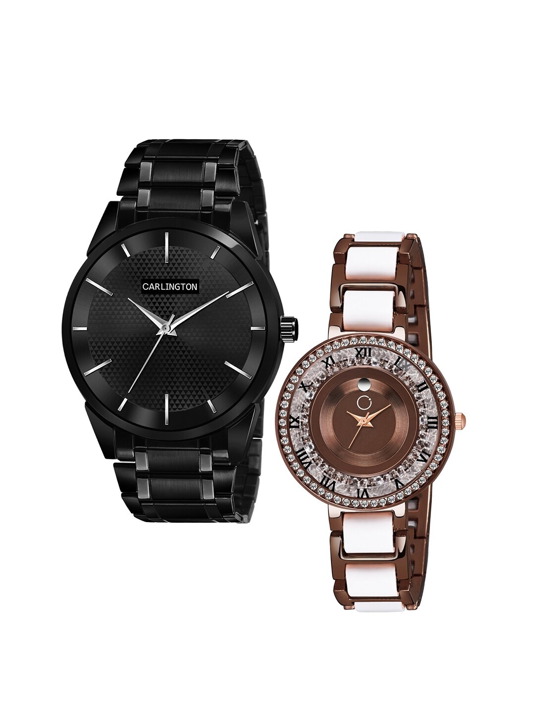 CARLINGTON Unisex Set of 2 Stainless Steel Bracelet Style Straps Watches, Black
CARLINGTON Unisex Set of 2 Stainless Steel Bracelet Style Straps Watches, Black