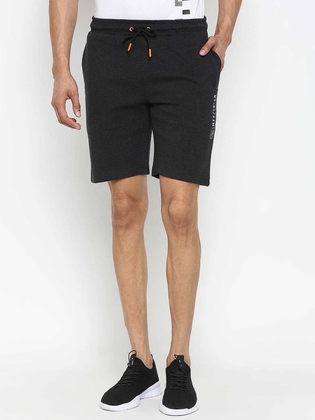 Mufti Men Grey Melange Slim Fit Mid-Rise Sports Shorts