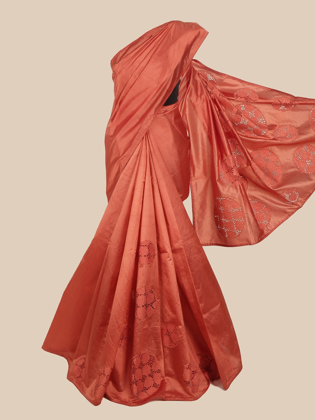 Pothys Pink Schiffli Art Silk Saree