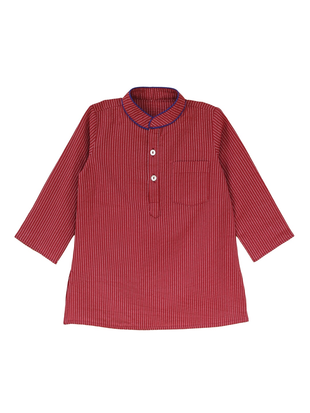My Little Lambs Boys Maroon & japanese carmine Striped Flared Sleeves Thread Work Kurta
My Little Lambs Boys Maroon & japanese carmine Striped Flared Sleeves Thread Work Kurta