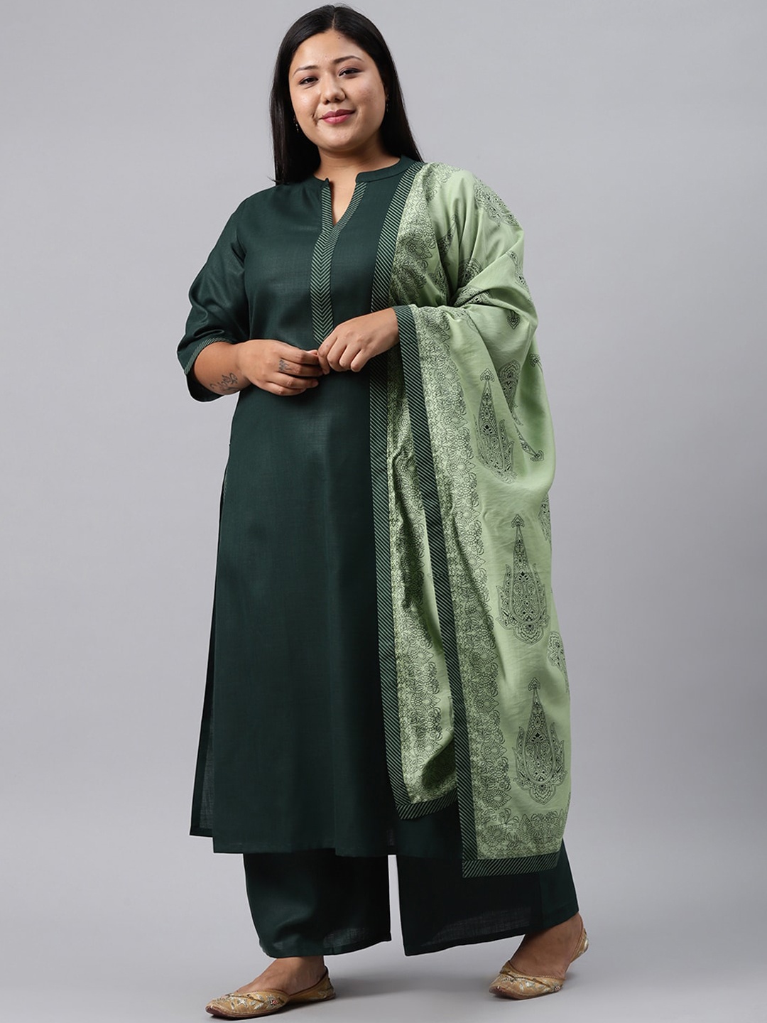 EXTRA LOVE BY LIBAS Women Green High Slit Pure Cotton Kurta with Palazzos & With Dupatta
EXTRA LOVE BY LIBAS Women Green High Slit Pure Cotton Kurta with Palazzos & With Dupatta