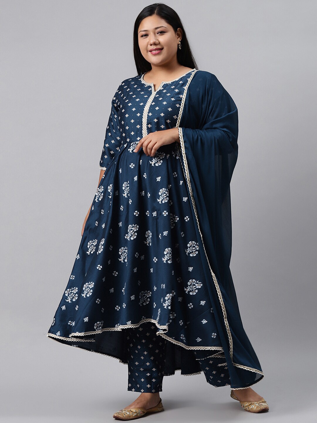 EXTRA LOVE BY LIBAS Plus Size Women Blue Pure Silk Kurta with Trousers & With Dupatta, Navy blue
EXTRA LOVE BY LIBAS Plus Size Women Blue Pure Silk Kurta with Trousers & With Dupatta, Navy blue