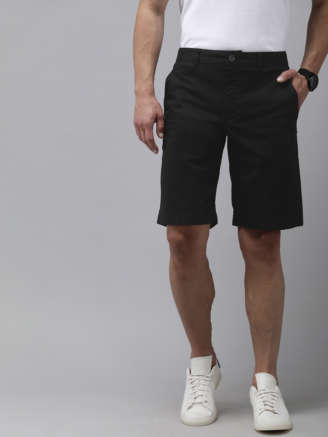 French Connection Men Black Slim Fit Chino Shorts