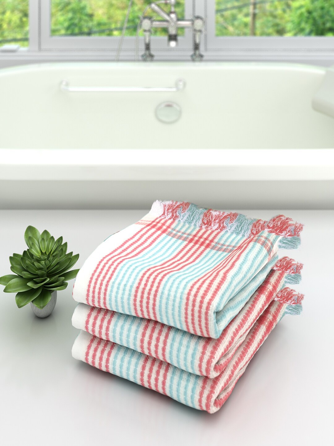 Athom Trendz Multi Set of 3 Cotton Bath Towels