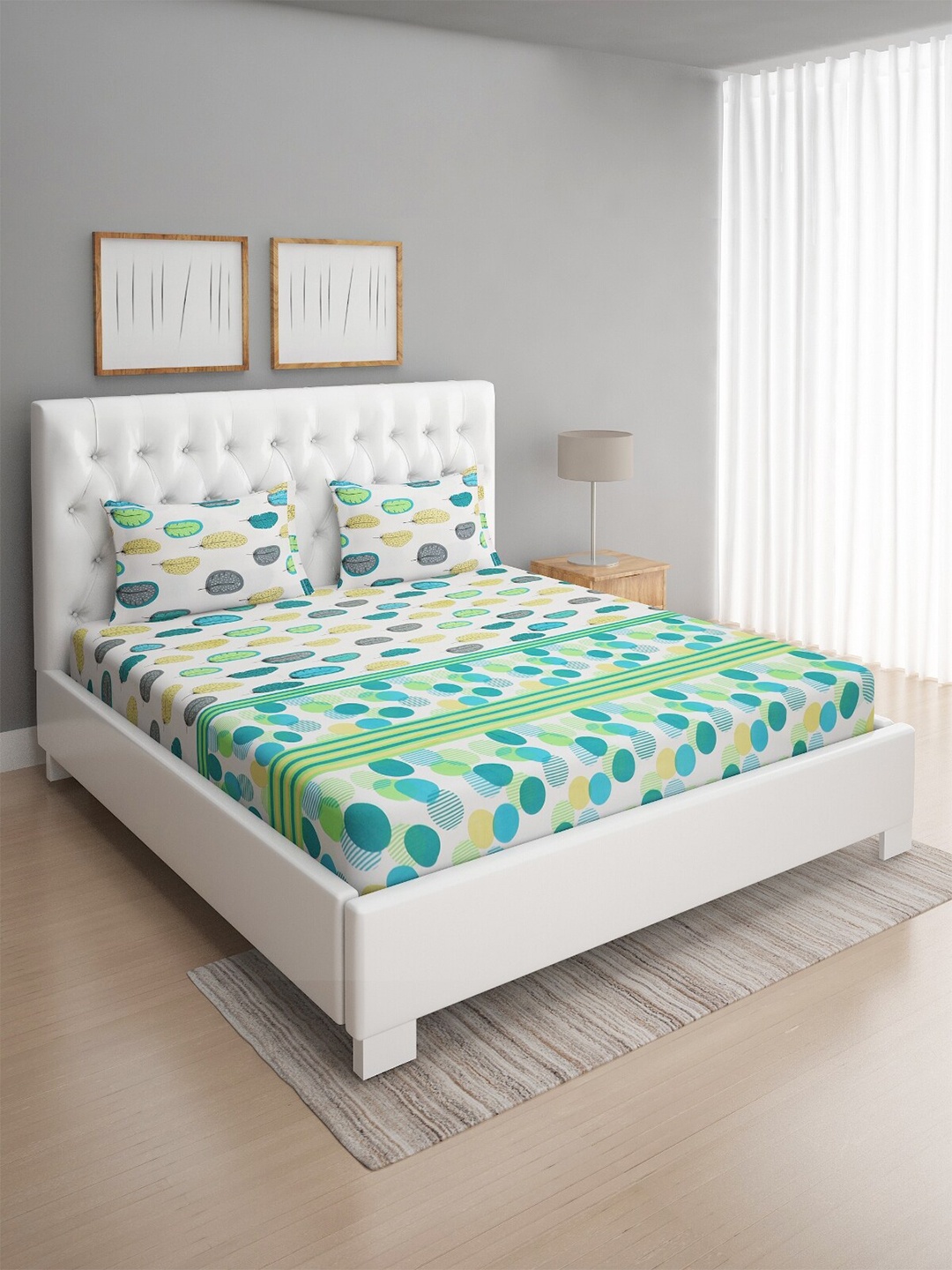ROMEE Green Geometric 186 TC Microfiber Queen Bedsheet with 2 Pillow Covers
ROMEE Green Geometric 186 TC Microfiber Queen Bedsheet with 2 Pillow Covers