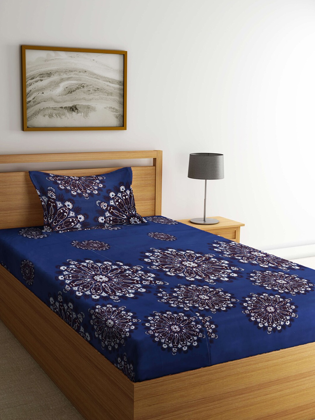 KLOTTHE Blue & Grey Floral Printed 210 TC Polycotton Single Bedsheet with 1 Pillow Cover
KLOTTHE Blue & Grey Floral Printed 210 TC Polycotton Single Bedsheet with 1 Pillow Cover