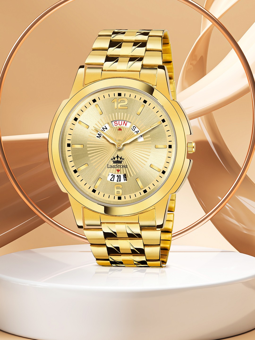 LIMESTONE Men Gold-Toned Brass Printed Dial& Bracelet Style Straps Analogue Watch LS2811
LIMESTONE Men Gold-Toned Brass Printed Dial& Bracelet Style Straps Analogue Watch LS2811