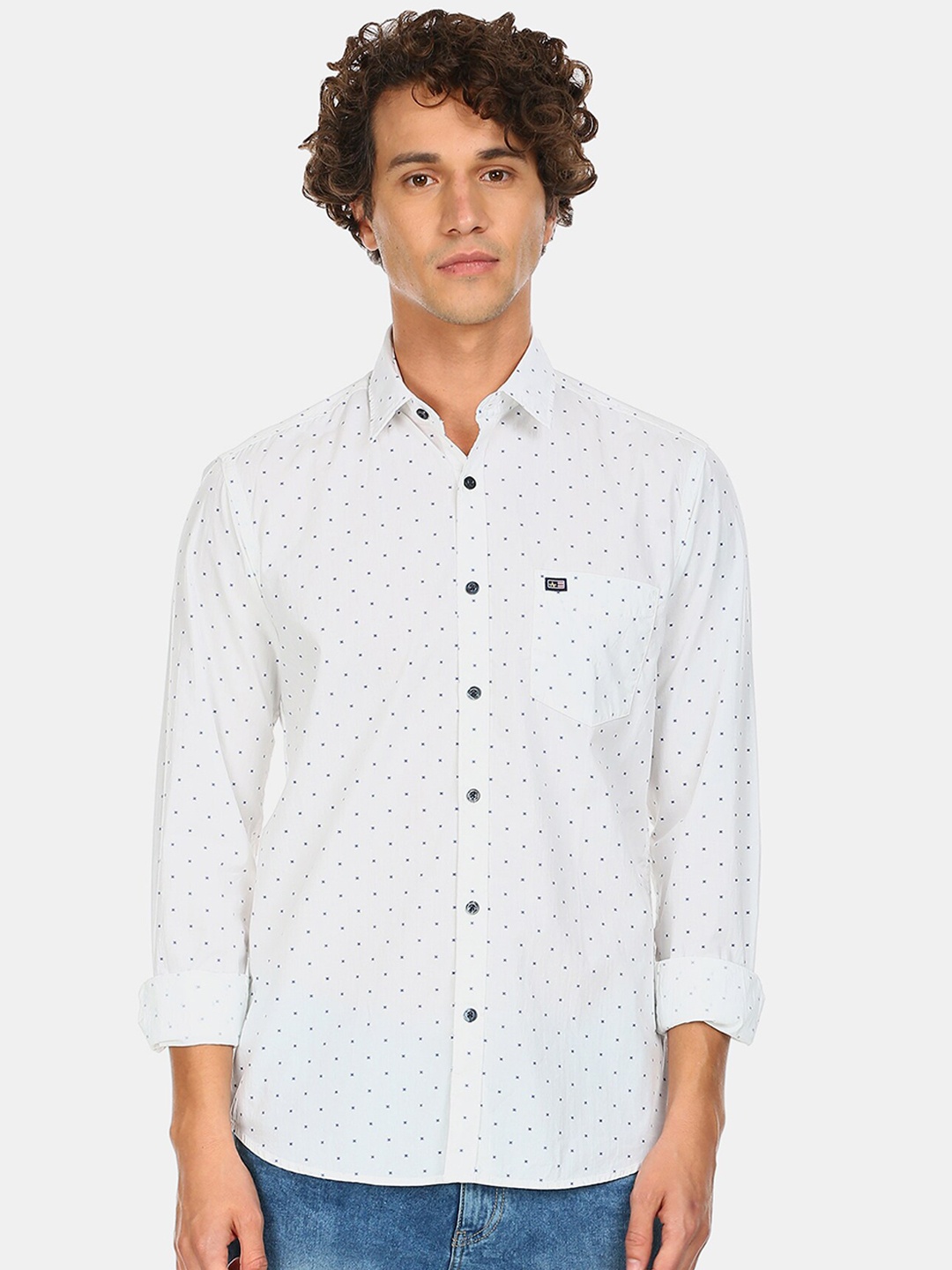 Arrow Sport Men White Printed Casual Shirt