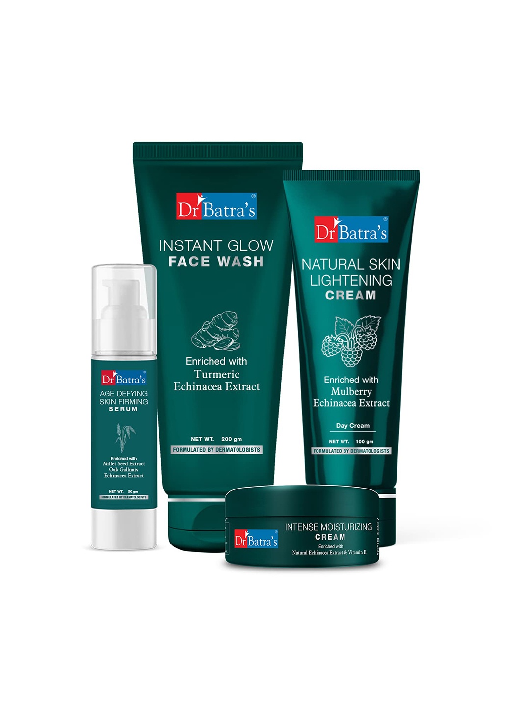 Dr. Batras Age Defying Serum + Instant Glow Face Wash + Skin Lightening Cream + Face Cream, Multi
Dr. Batras Age Defying Serum + Instant Glow Face Wash + Skin Lightening Cream + Face Cream, Multi