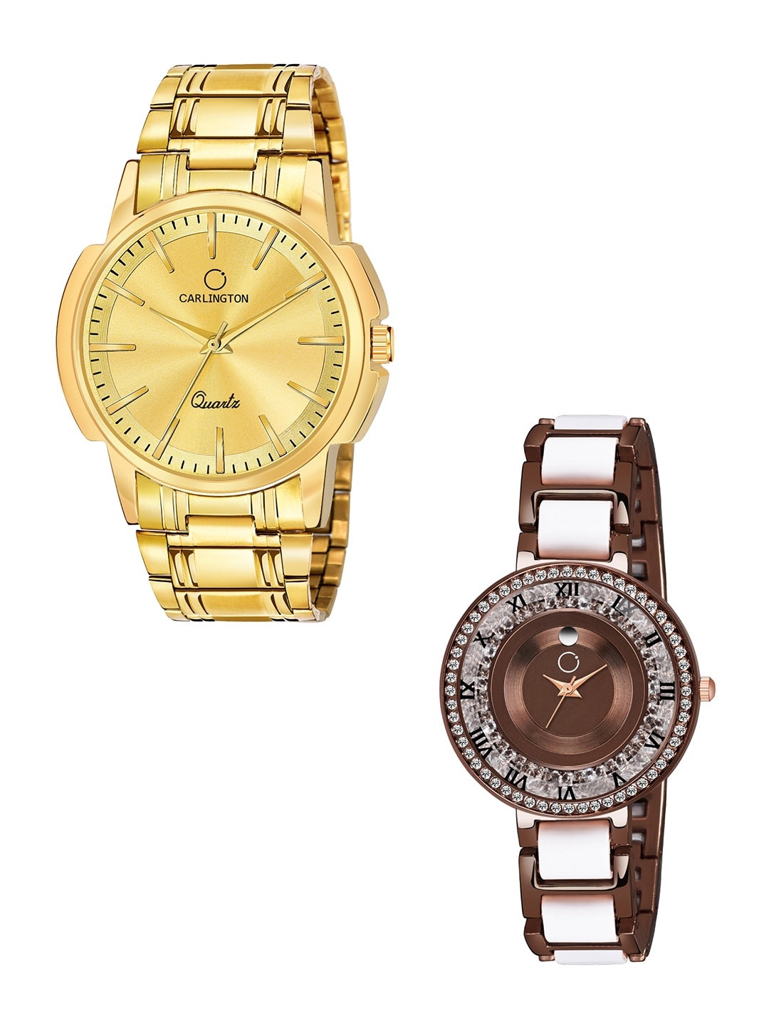 CARLINGTON Unisex Set of 2 Analogue Watch - Combo CT-6110GG and Mova BrownWhite, Gold
CARLINGTON Unisex Set of 2 Analogue Watch - Combo CT-6110GG and Mova BrownWhite, Gold