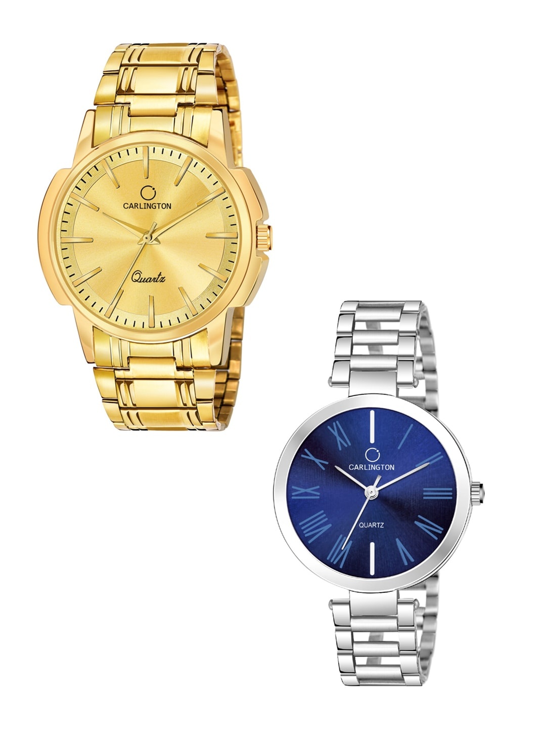 CARLINGTON Unisex Set of 2 Analogue Watch - Combo CT-6110GG and 112 Blue, Gold
CARLINGTON Unisex Set of 2 Analogue Watch - Combo CT-6110GG and 112 Blue, Gold