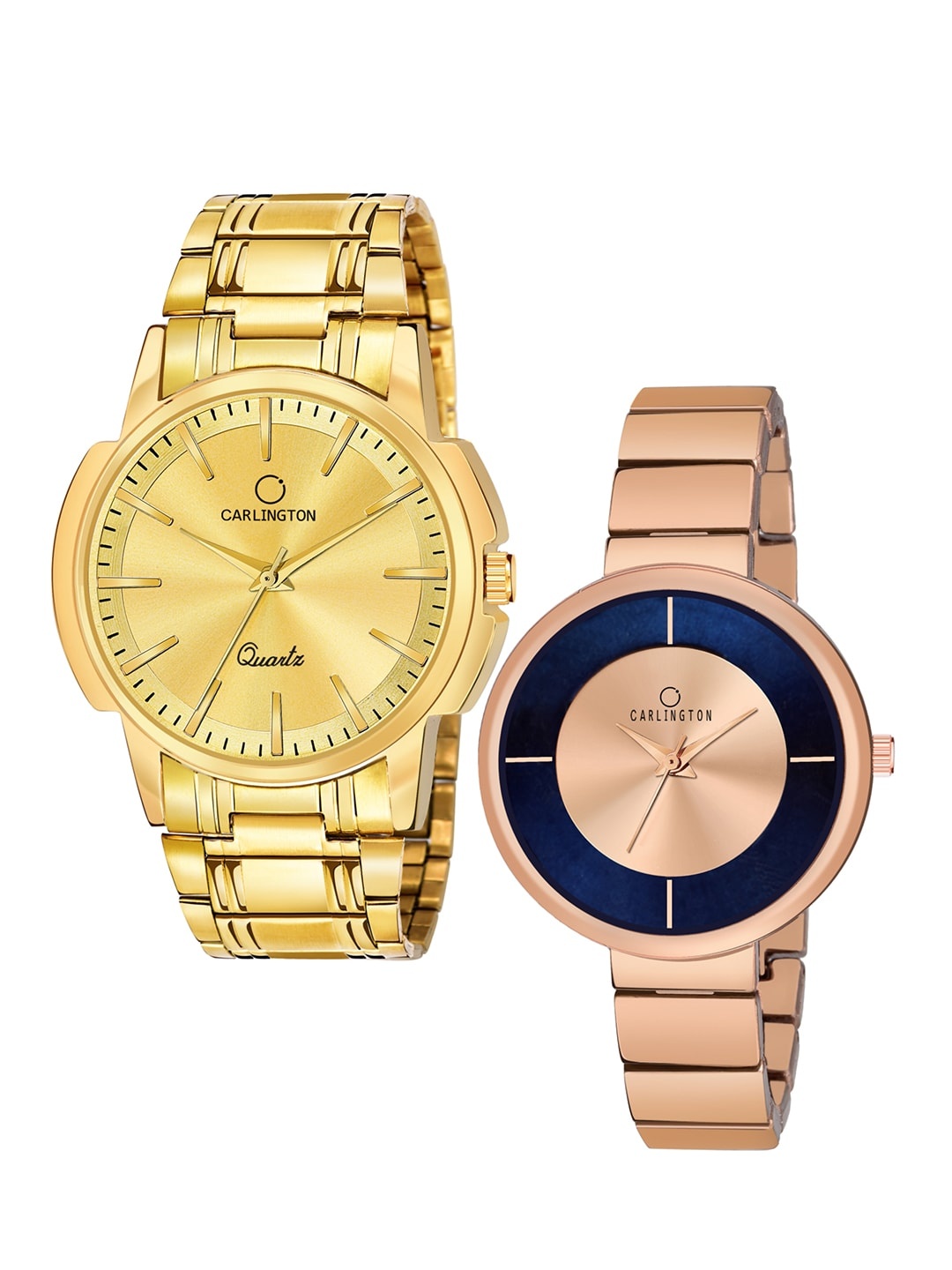 CARLINGTON Unisex Set of 2 Analogue Watch - Combo CT-6110GG and 114 RoseGold, Gold
CARLINGTON Unisex Set of 2 Analogue Watch - Combo CT-6110GG and 114 RoseGold, Gold