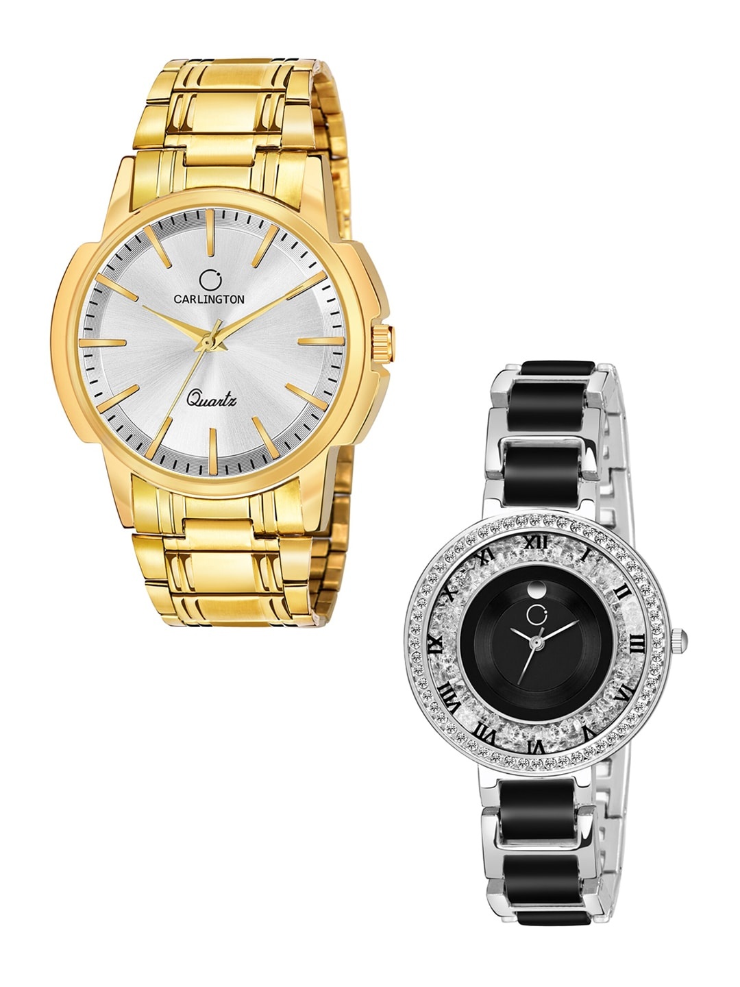 CARLINGTON Unisex Set of 2 Analogue Watch - Combo CT-6110GS and Mova SteelBlack, Gold
CARLINGTON Unisex Set of 2 Analogue Watch - Combo CT-6110GS and Mova SteelBlack, Gold