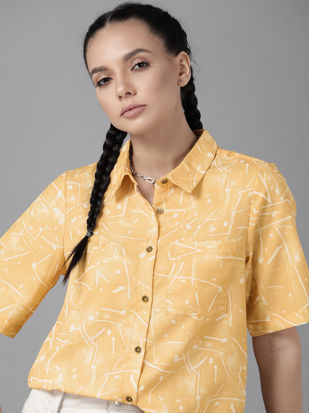 Roadster Women Yellow & Off-White Sustainable Recycled Polyester Printed Casual Shirt
Roadster Women Yellow & Off-White Sustainable Recycled Polyester Printed Casual Shirt