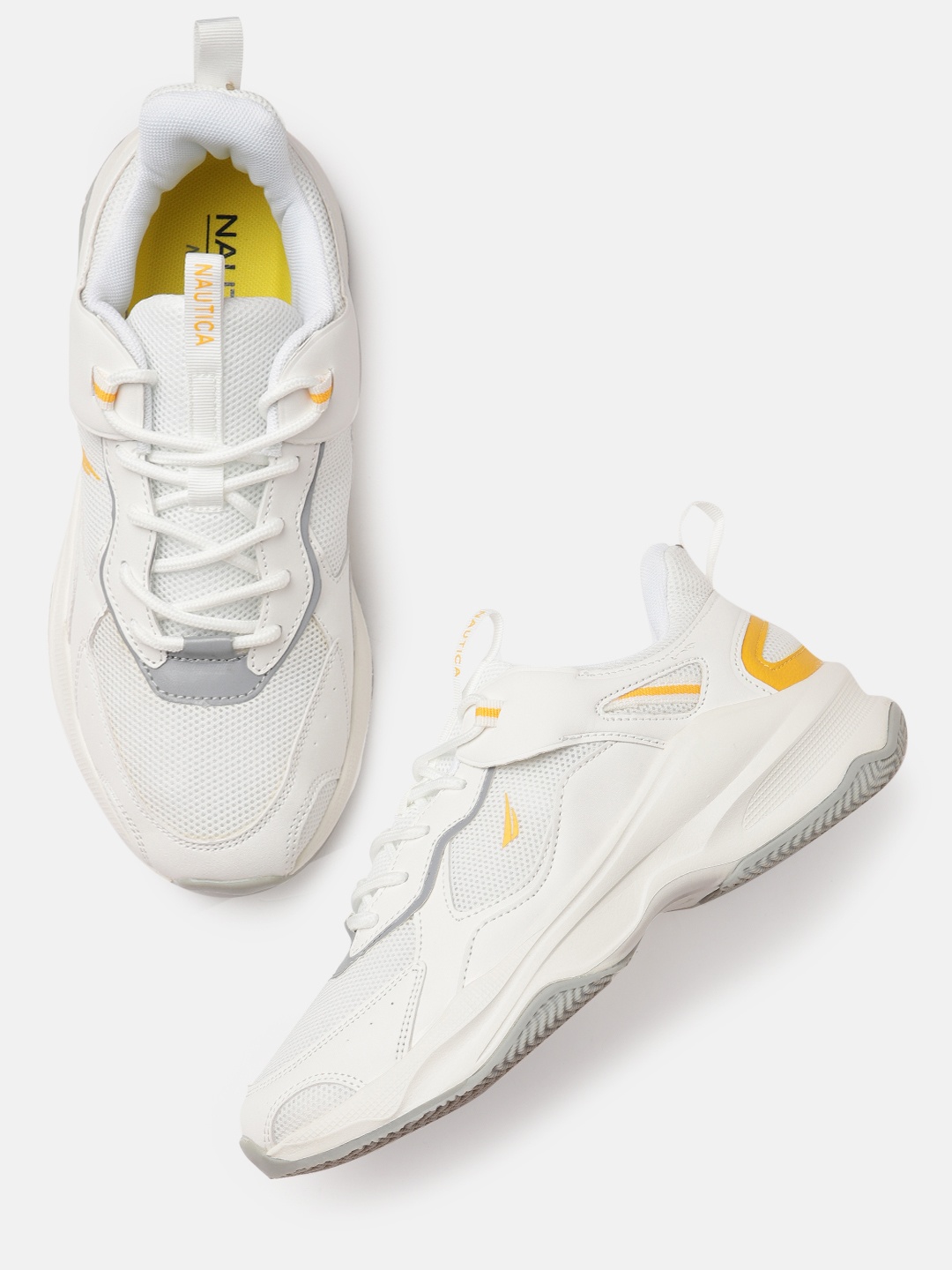 Nautica Men White Solid Sneakers