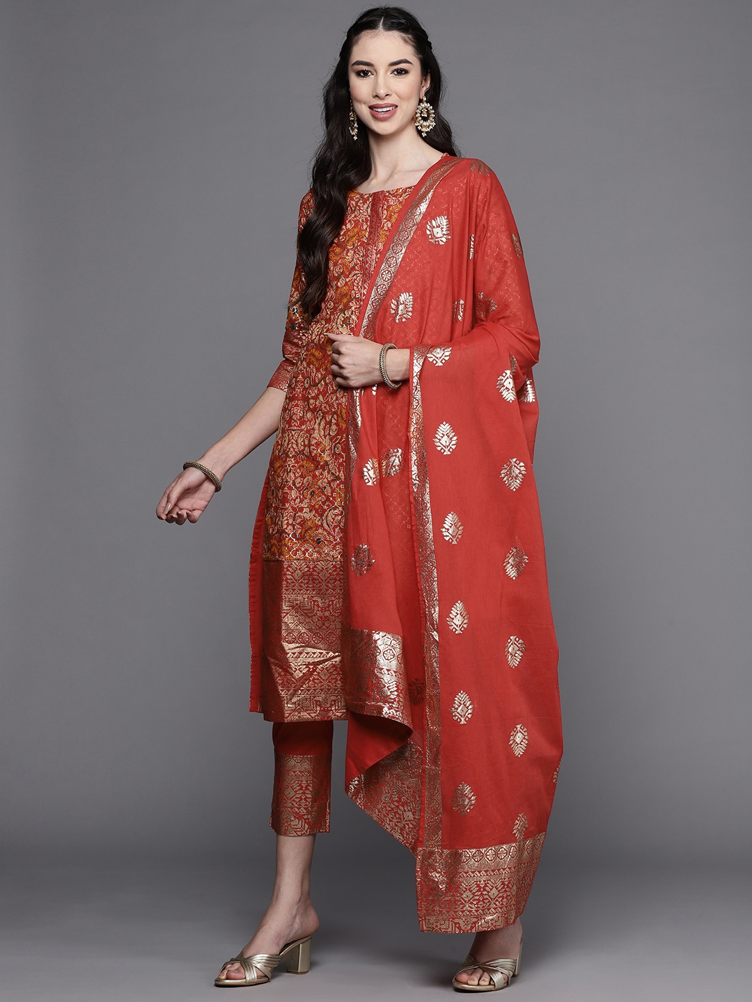 Biba Women Red Ethnic Motifs Printed Regular Kurta with Trousers & With Dupatta
Biba Women Red Ethnic Motifs Printed Regular Kurta with Trousers & With Dupatta