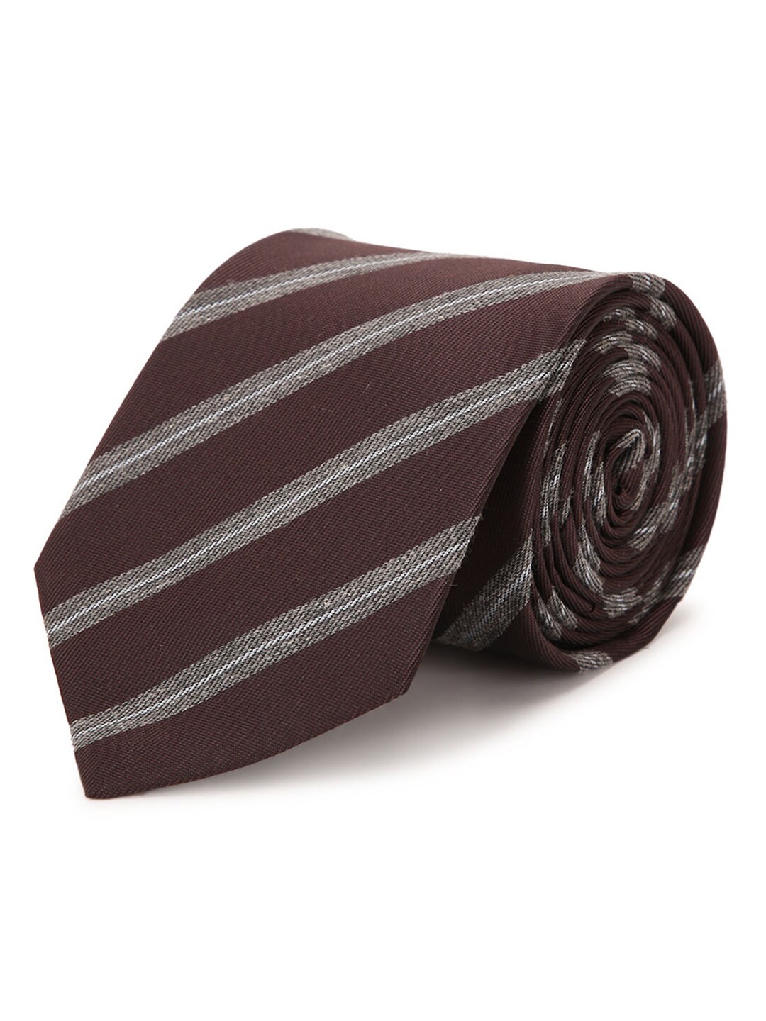 Tossido Men Brown & White Striped Broad Tie