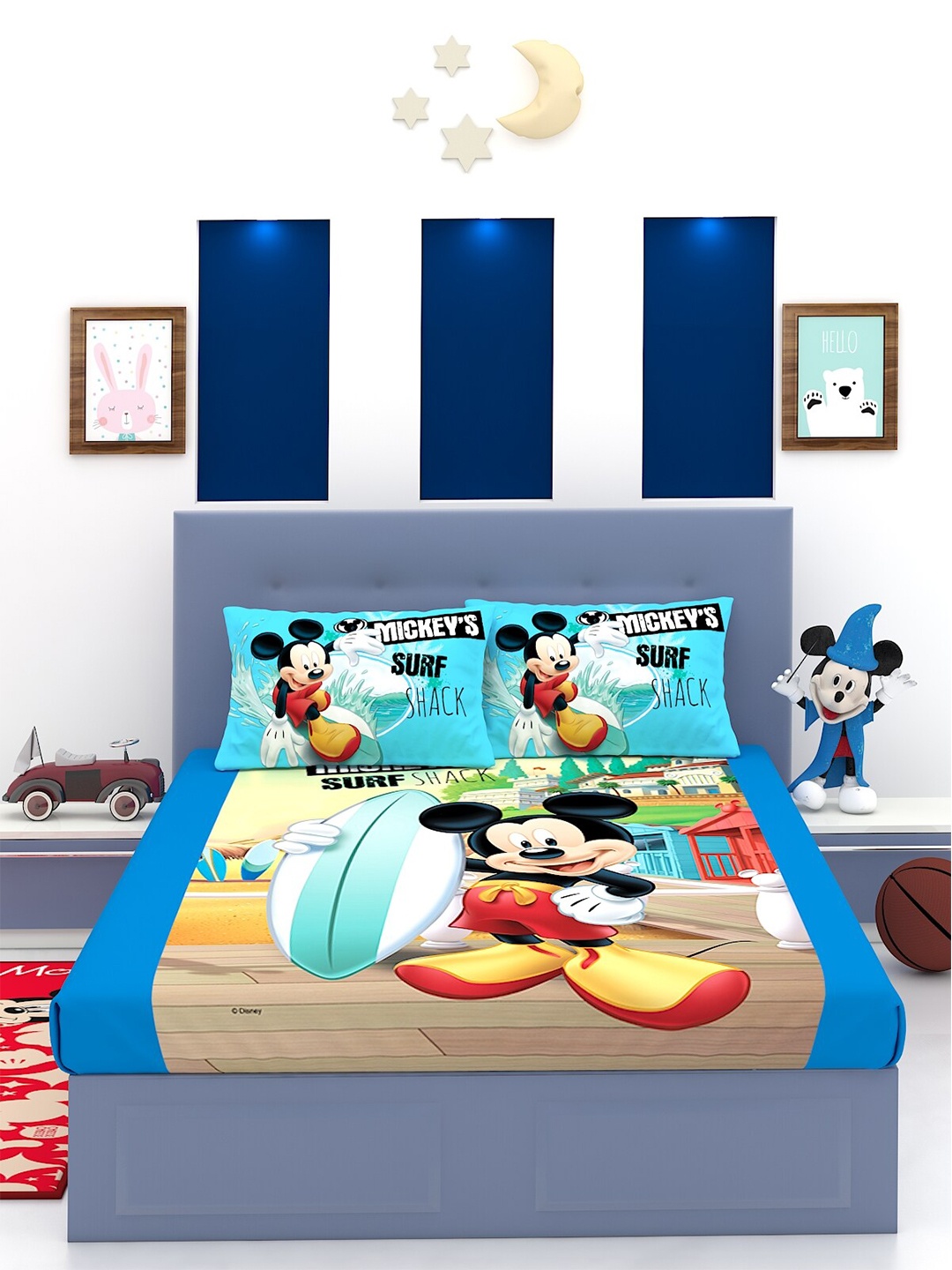 Disney Multicoloured Mickey Mouse Printed 180 TC King Bedsheet with 2 Pillow Covers, Multi
Disney Multicoloured Mickey Mouse Printed 180 TC King Bedsheet with 2 Pillow Covers, Multi