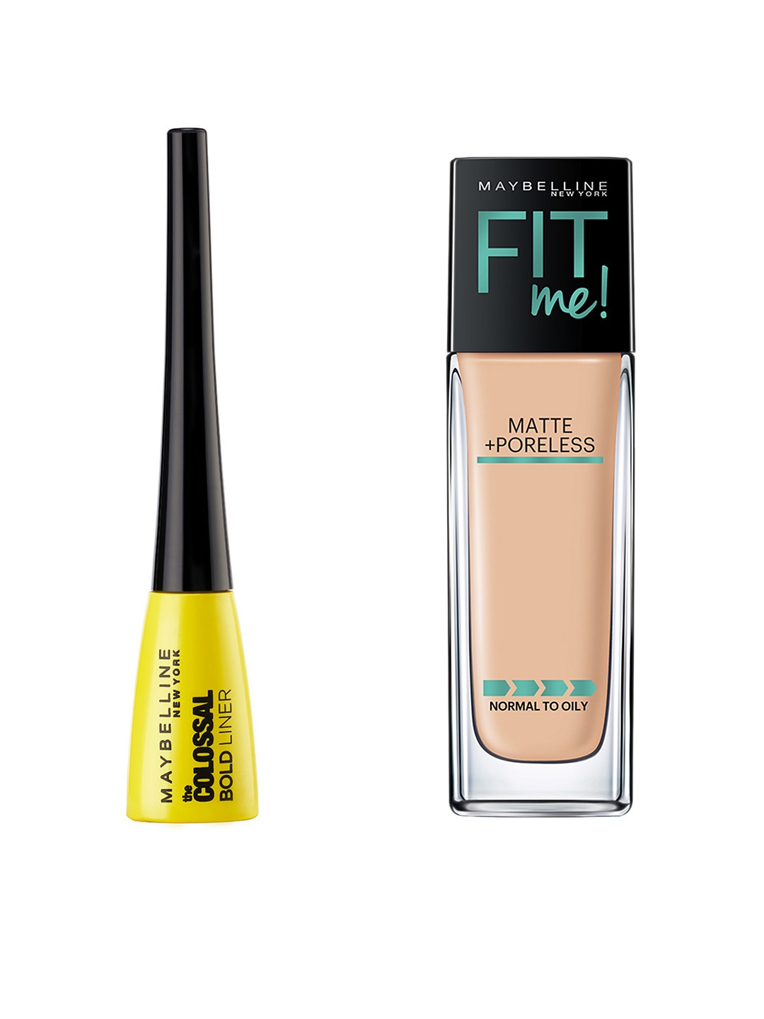 Maybelline New York Set of Colossal Bold Liner & Fit Me Matte Liquid Foundation, Beige
Maybelline New York Set of Colossal Bold Liner & Fit Me Matte Liquid Foundation, Beige