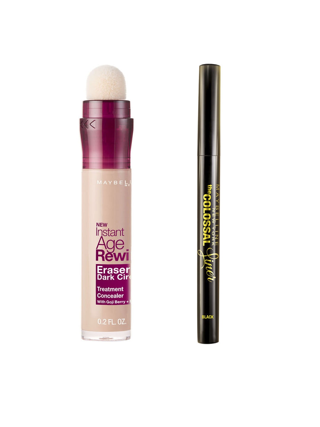 Maybelline New York Set of Instant Age Rewind Concealer & The Colossal Eyeliner, Beige
Maybelline New York Set of Instant Age Rewind Concealer & The Colossal Eyeliner, Beige