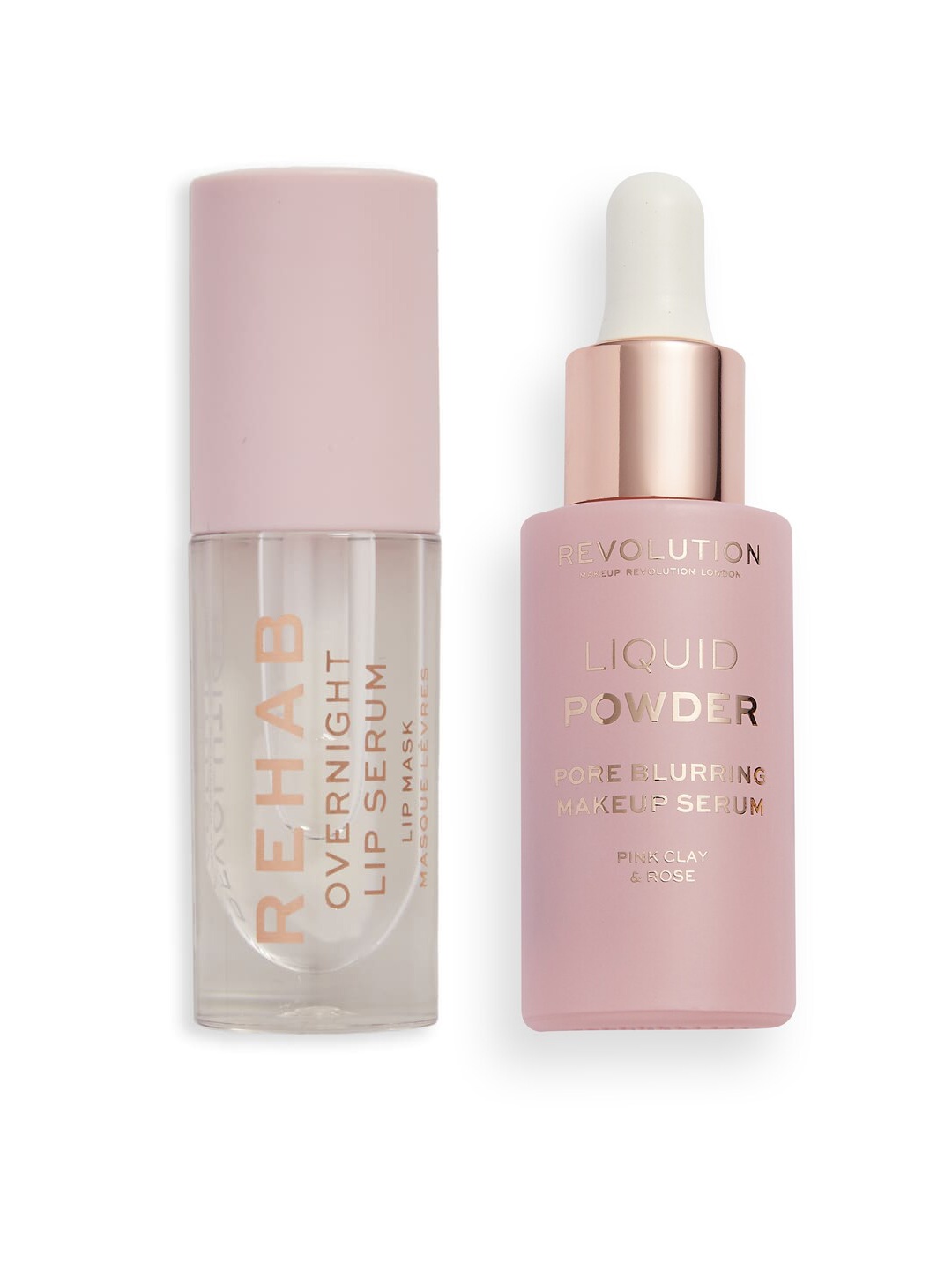 Makeup Revolution London Set of Liquid Powder Make Up Serum & Rehab Lip Care Serum, Pink
Makeup Revolution London Set of Liquid Powder Make Up Serum & Rehab Lip Care Serum, Pink