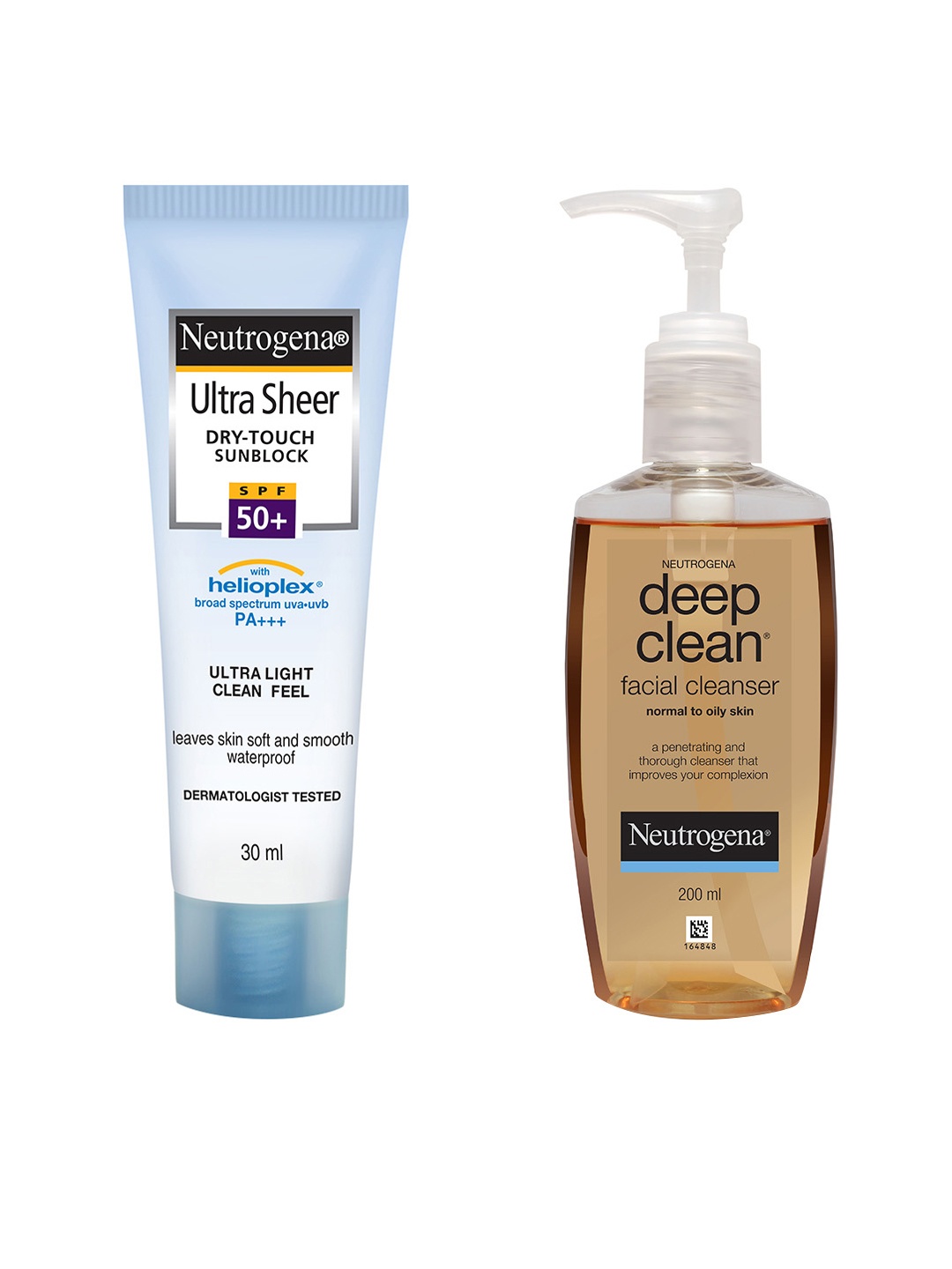 Neutrogena Deep Clean Facial Cleanser & Ultra Sheer Dry Touch Sunblock SPF 50, Orange
Neutrogena Deep Clean Facial Cleanser & Ultra Sheer Dry Touch Sunblock SPF 50, Orange