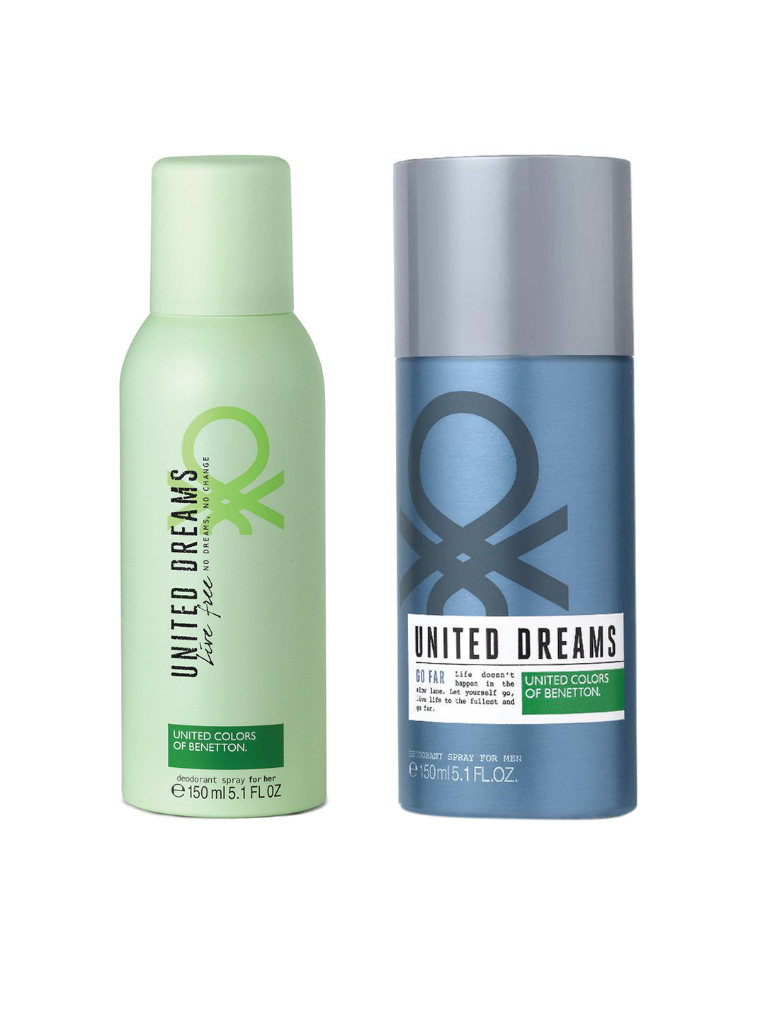 United Colors of Benetton Set of Men United Dreams Go Far & Women Live Free Deodorant, Blue
United Colors of Benetton Set of Men United Dreams Go Far & Women Live Free Deodorant, Blue