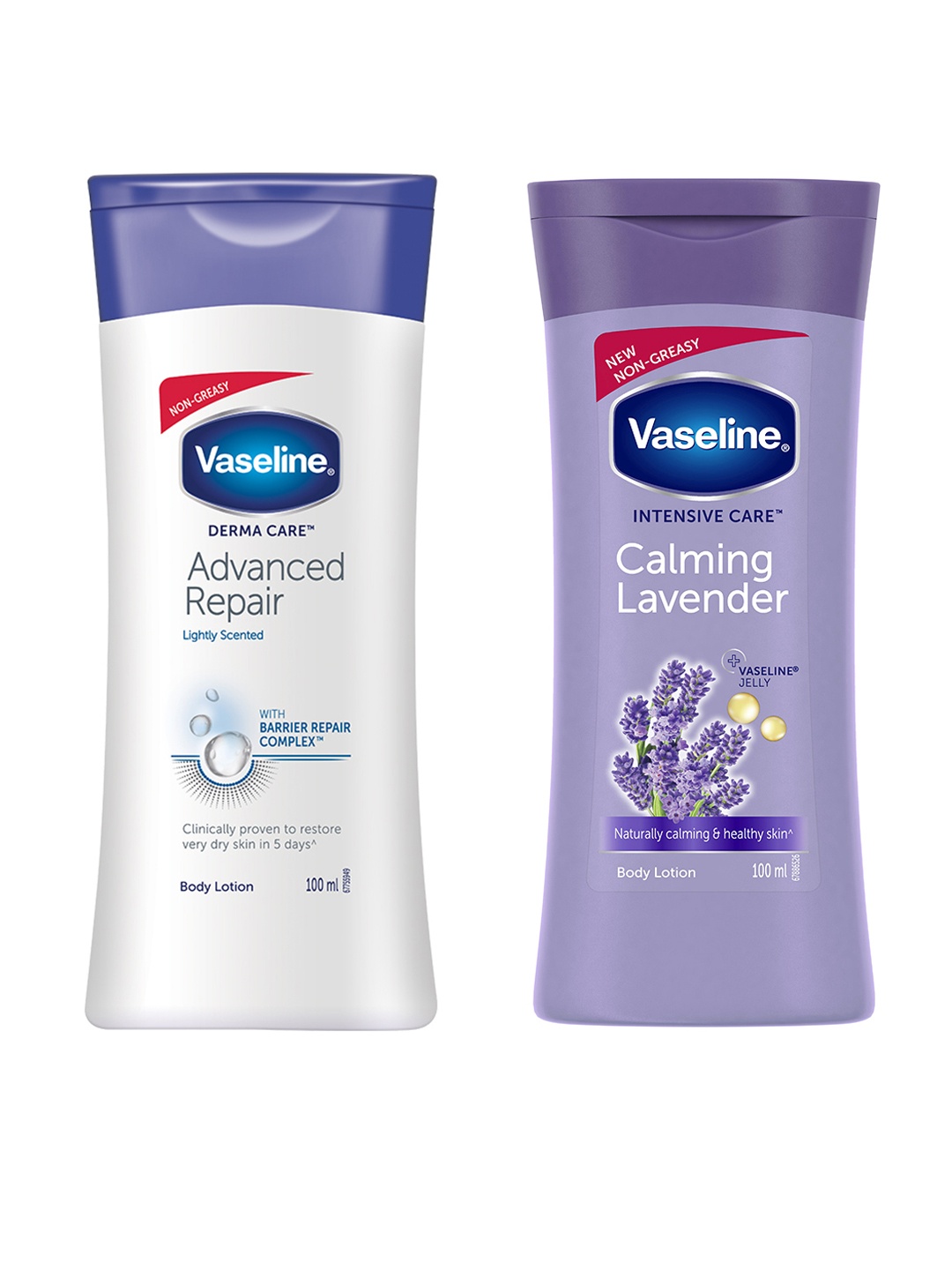 Vaseline Set of Intensive Care Calming Lavender & Derma Care Advanced Repair Body Lotions, White
Vaseline Set of Intensive Care Calming Lavender & Derma Care Advanced Repair Body Lotions, White