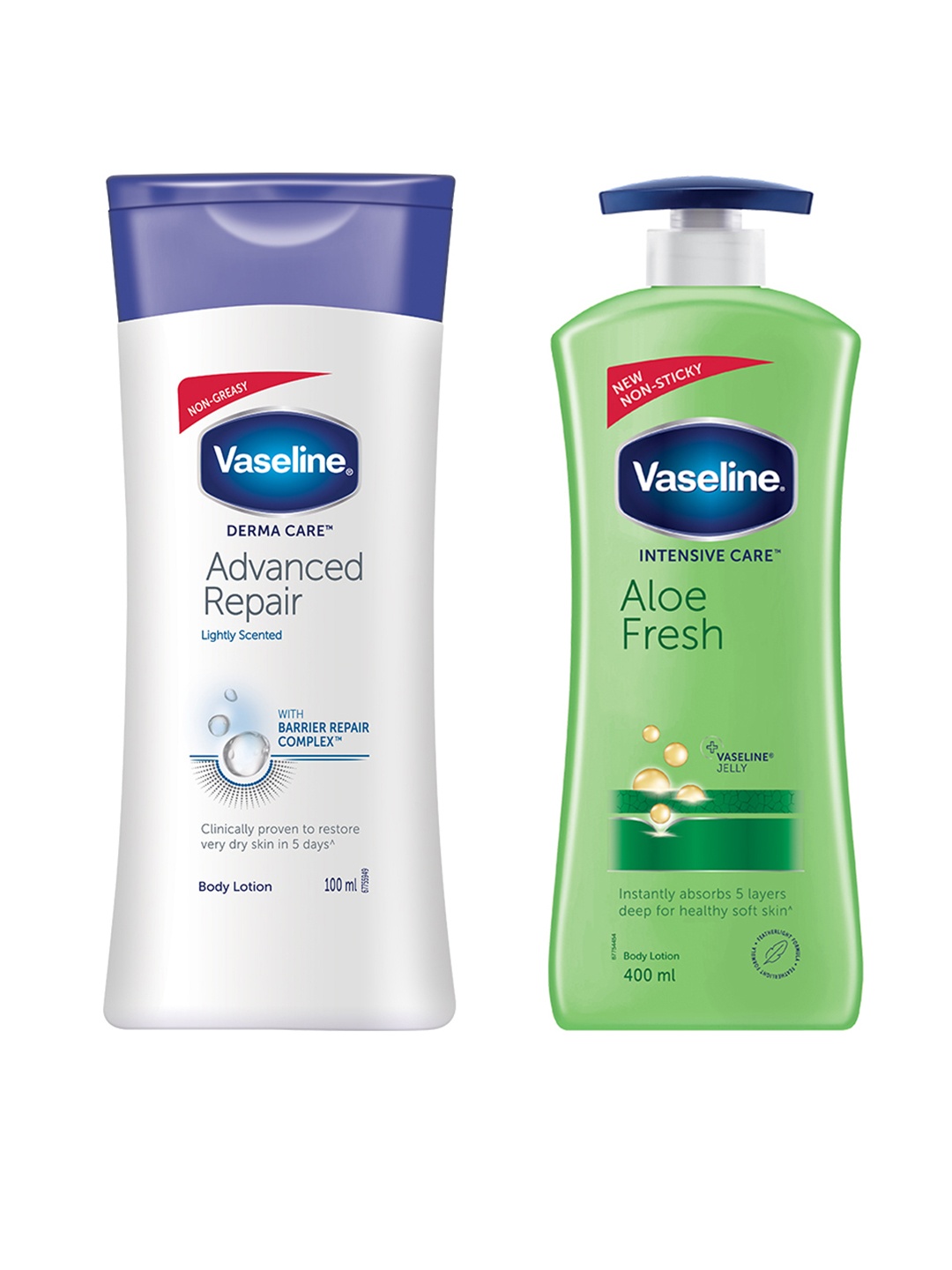 Vaseline Set of Intensive Care Aloe Fresh & Derma Care Advanced Repair Body Lotions, Green
Vaseline Set of Intensive Care Aloe Fresh & Derma Care Advanced Repair Body Lotions, Green